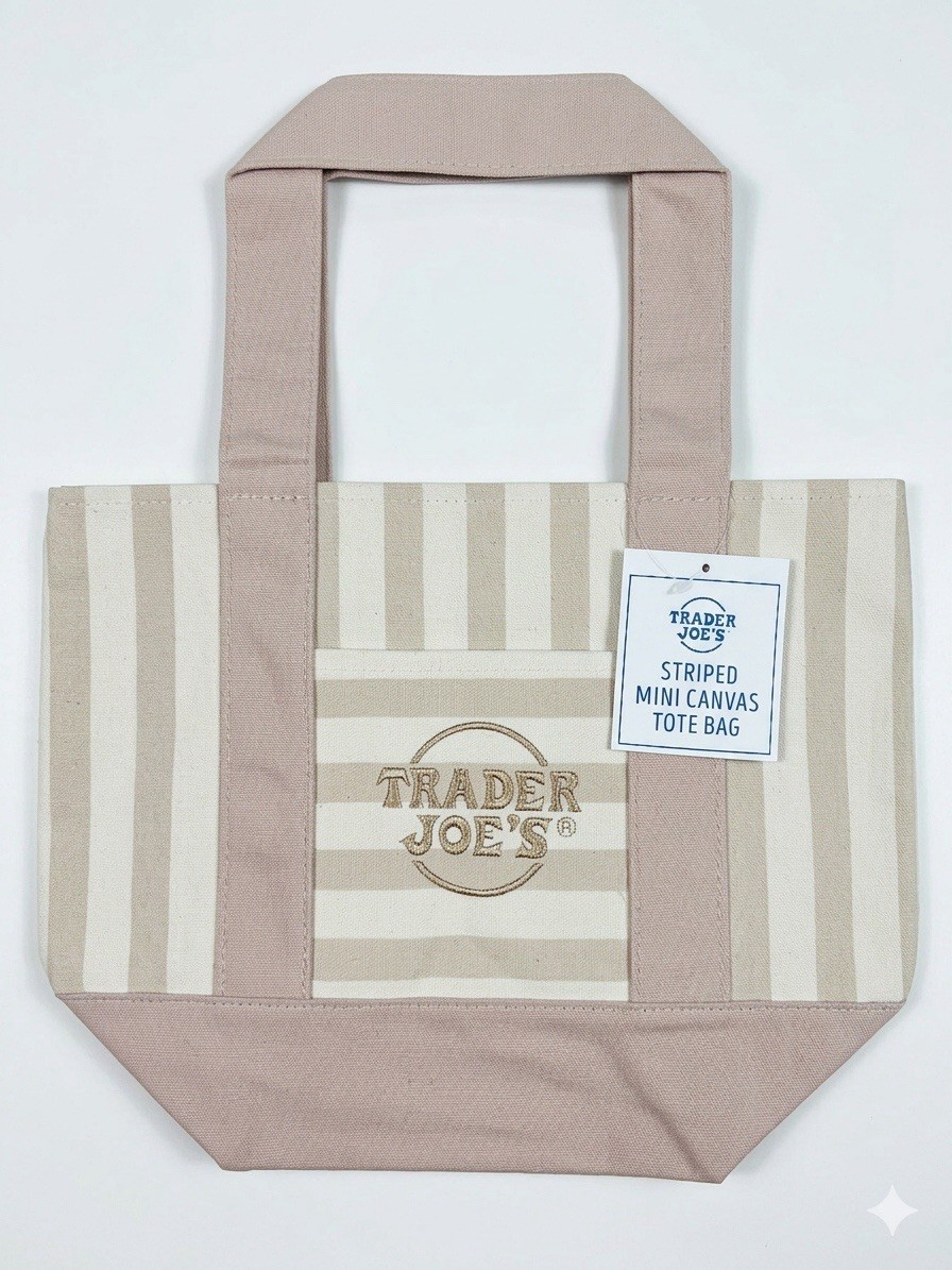 NWT Trader Joe’s Mini Pastel Stripe Canvas Tote Bag Limited Edition Set Of 4