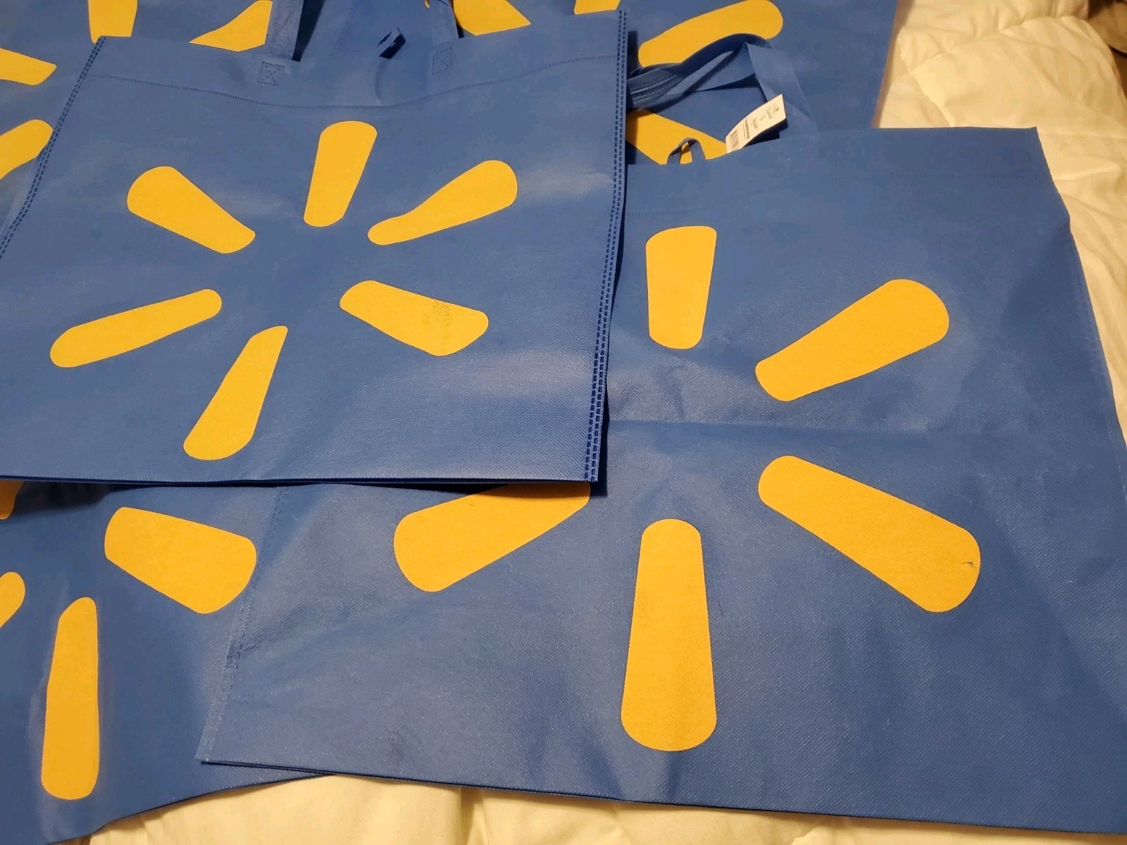 5 Lot Nos XLarge Walmart Reusable Shopping Bags Set Blue Crafts Tools 18″ X 17″
