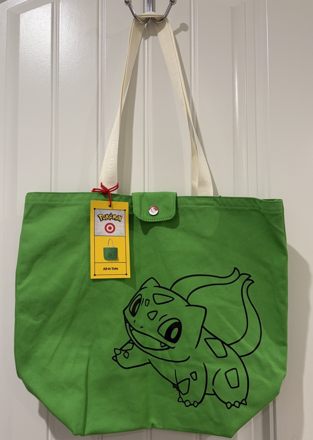 Pokémon All-in Tote Bulbasaur Green Cotton Reusable Shopping Bag 18x17x15