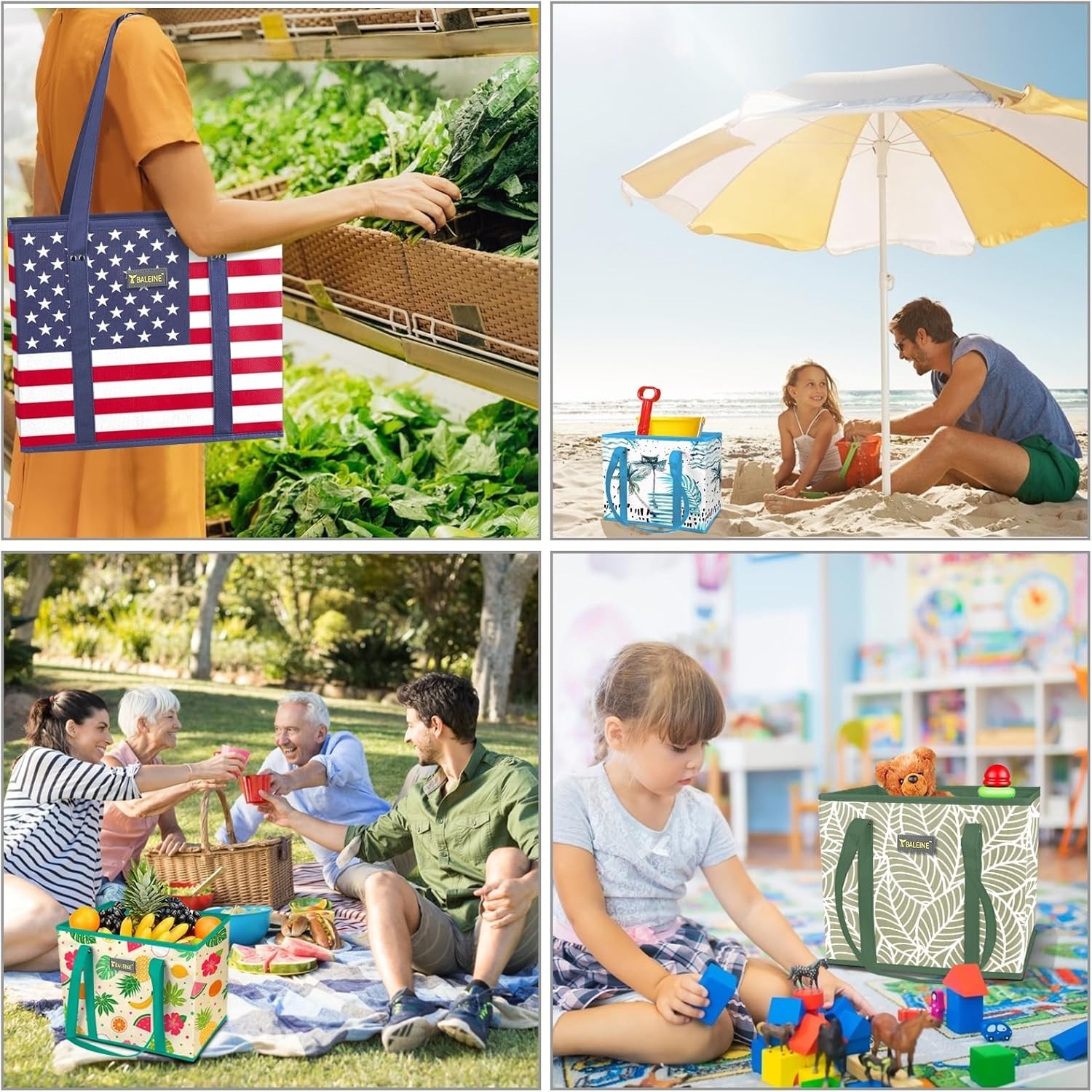 3Pk Reusable Grocery Bags, Foldable Shopping Bags for Groceries with Reinforc…