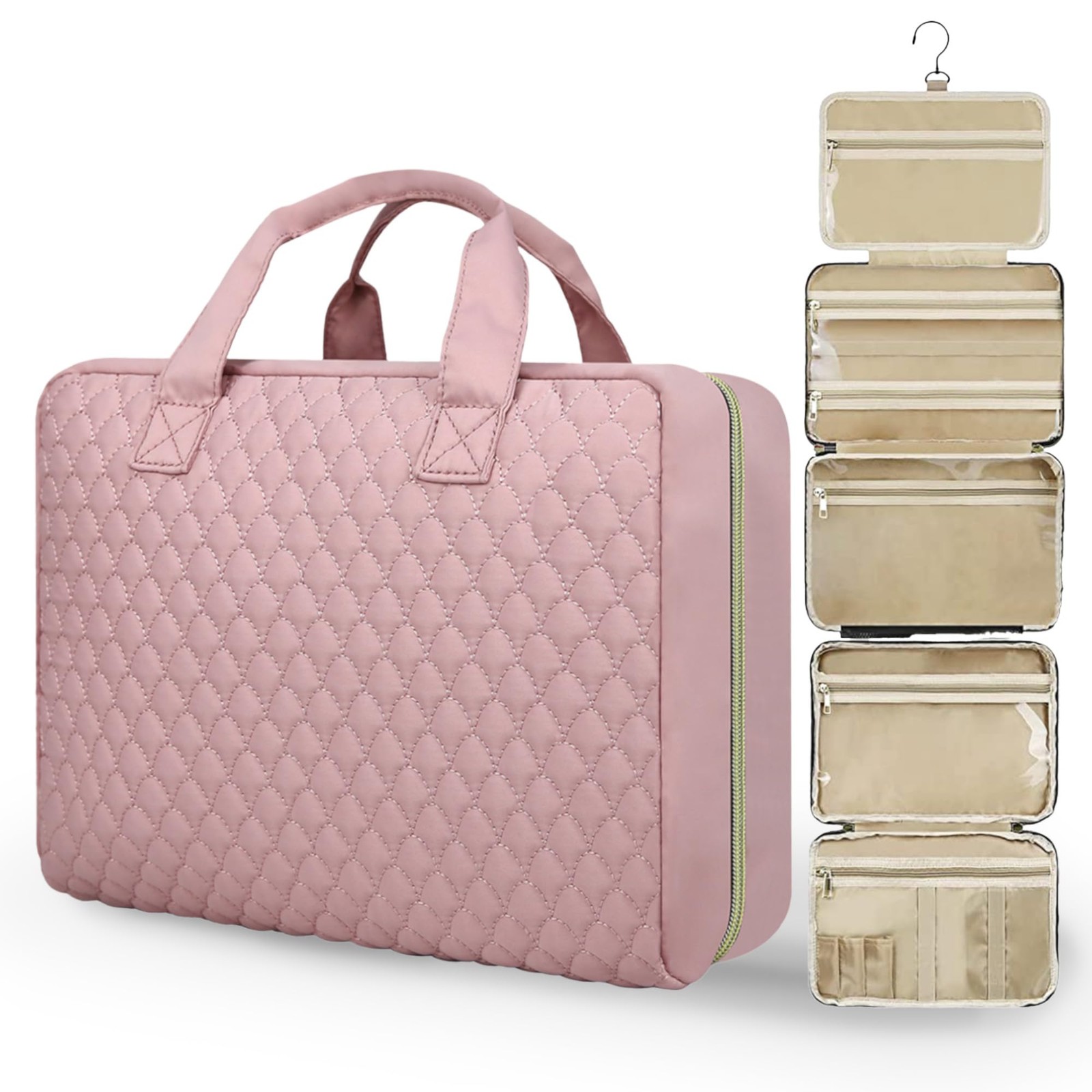 urophylla Detachable Travel Toiletry Bag for Women – Large Large, Pink