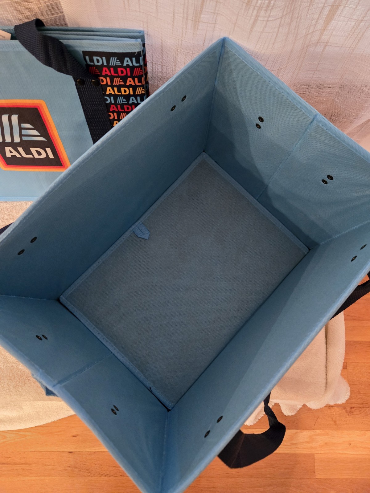 ALDI 2 Collapsible Box Bags 14x10x11 Blue Navy Rainbow