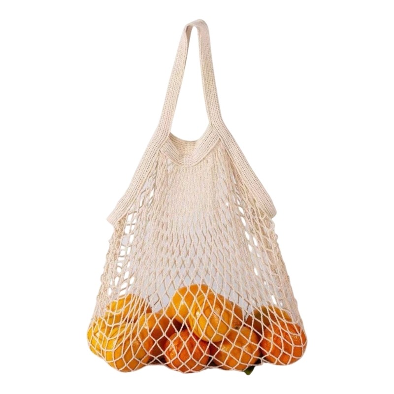 Portable Compact Mesh Grocery Bag Cotton Material Freshly Saver For Daily