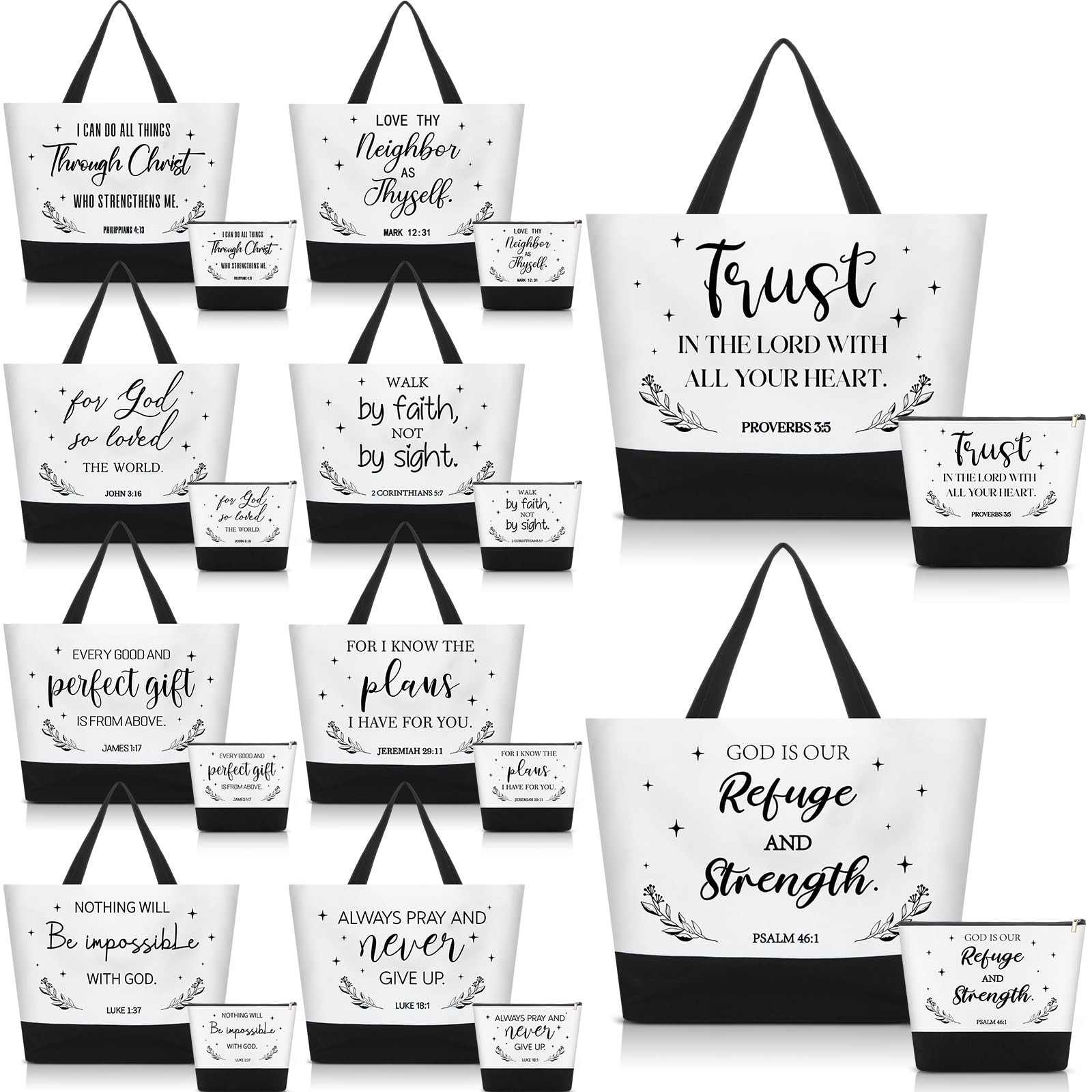 20 Pcs Mother’s Day Christian Gift for Women Reusable Canvas Grocery Tote Bag…