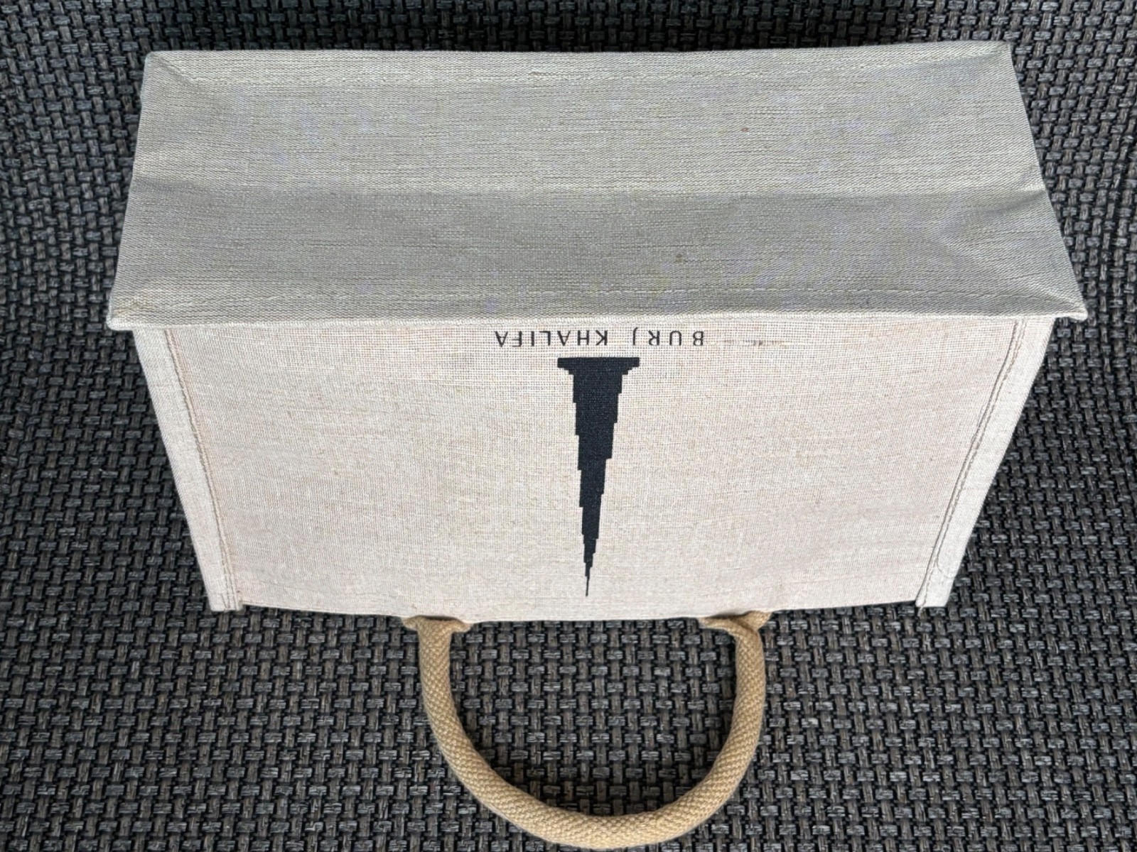 Burj Khalifa Dubai Gift Tote Shopping Bag Beige Cotton Canvas Handles 14x10x5.5