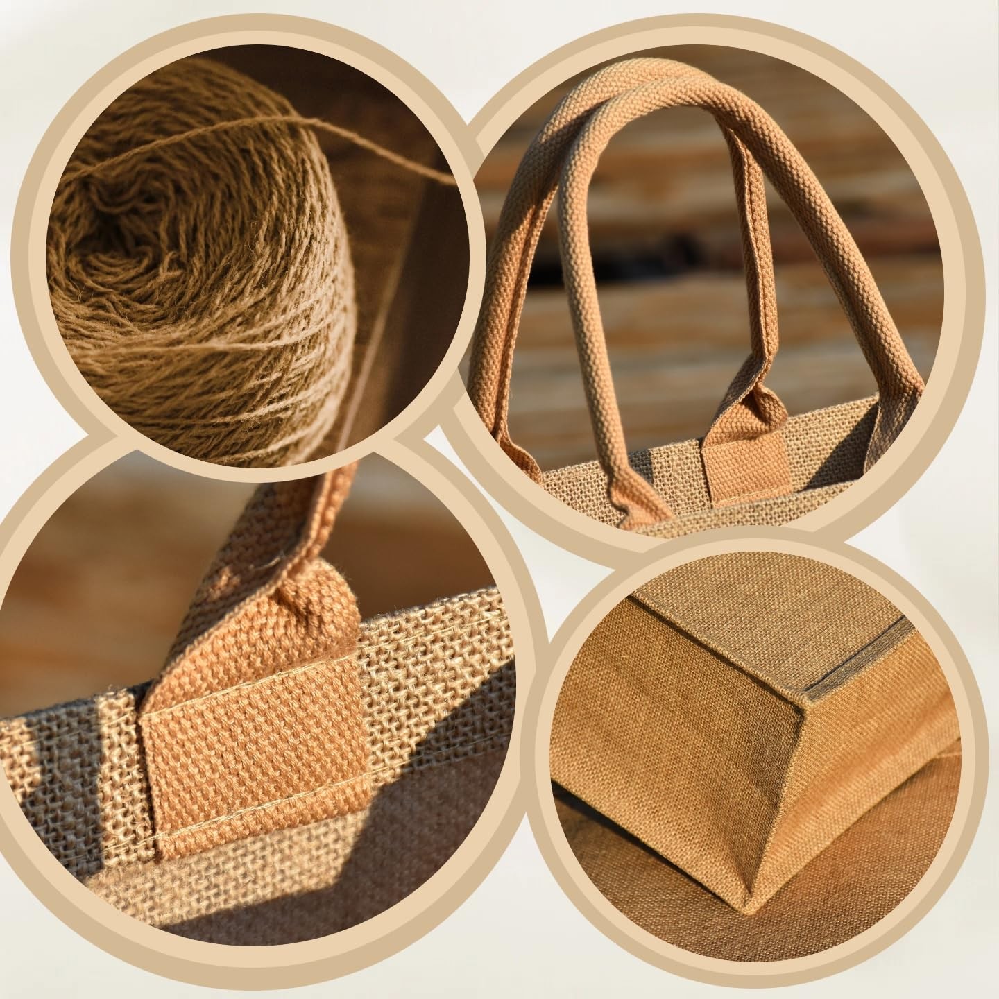 15pcs Reusable burlap tote bags Natural Jute handbags with Waterproof Liner f…