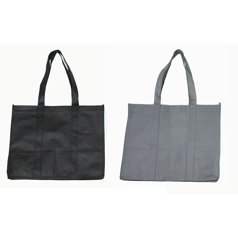 9 Pack Reusable Grocery Tote Bags Non-Woven Shopping Bag Black Grey 15.5×13