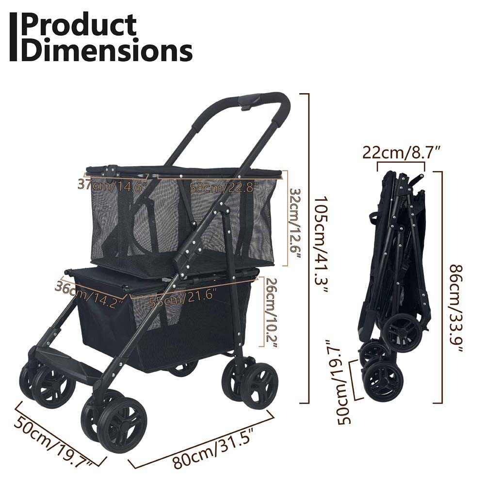 Functional Collapsible Carts Shopping Cart Utility Trolley Cart w/ Swivel Wheels