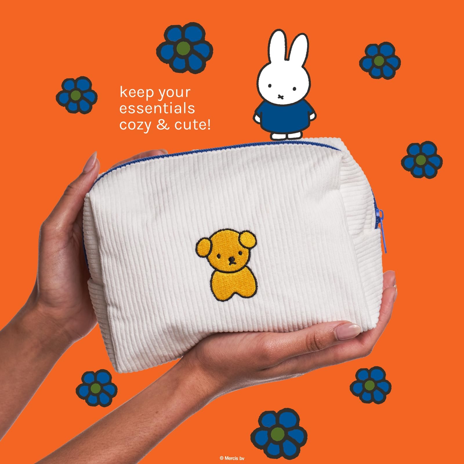 The Crème Shop Miffy Perfect Travel Makeup Bag, Cute Zipper Pouch, White