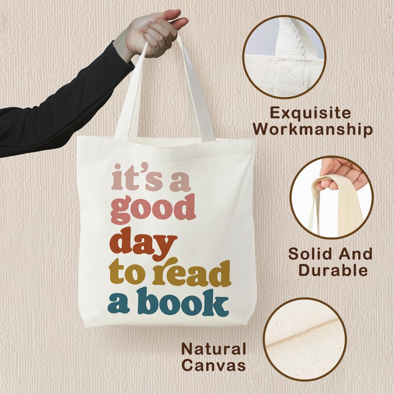 Boho Bookish Tote Bag for Women, It’s a Good Day to Read Books Canvas Tote Ba…