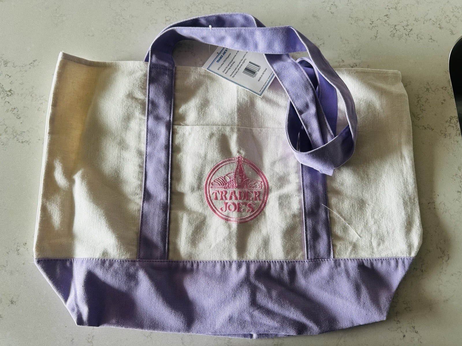Trader Joe’s Large Lavender Canvas Tote Bag Spring 2026 NWT
