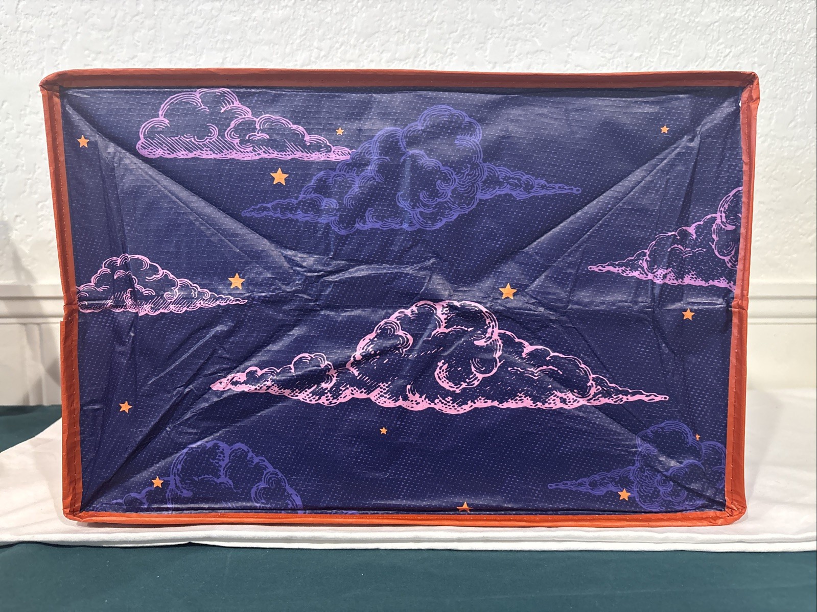 Trader Joe’s Stand-Up Collapsible Bag 6 Gallon New w/ Tags Moon Clouds Pop Art