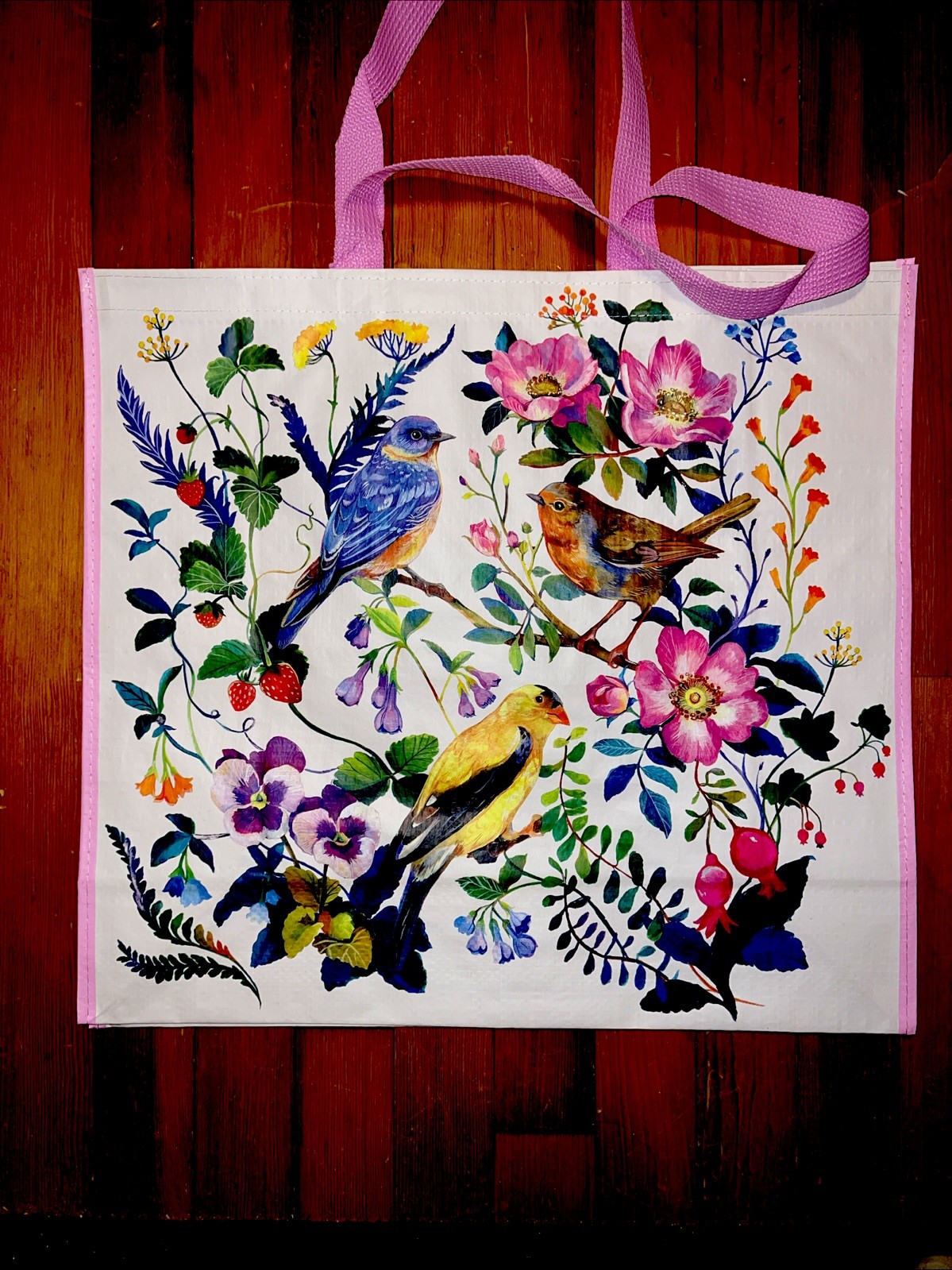 REUSABLE SHOPPING TRAVEL TOTE BAG FLORAL🦋 ECO FRIENDLY TJX BIRDS🌸