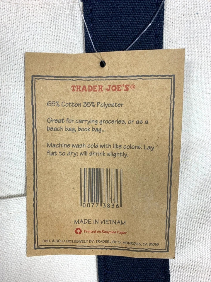 Trader Joe’s Canvas Tote Shopping Bag – LARGE CLASSIC NAVY BLUE – NEW with TAGS