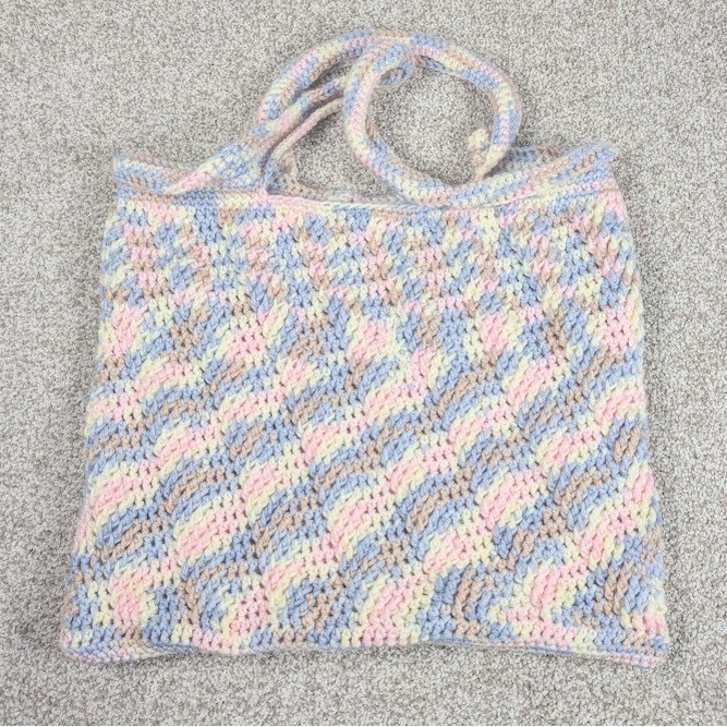 Crochet Tote Bag Pastel Colors Handmade Knit Shoulder Bag Cute Purse