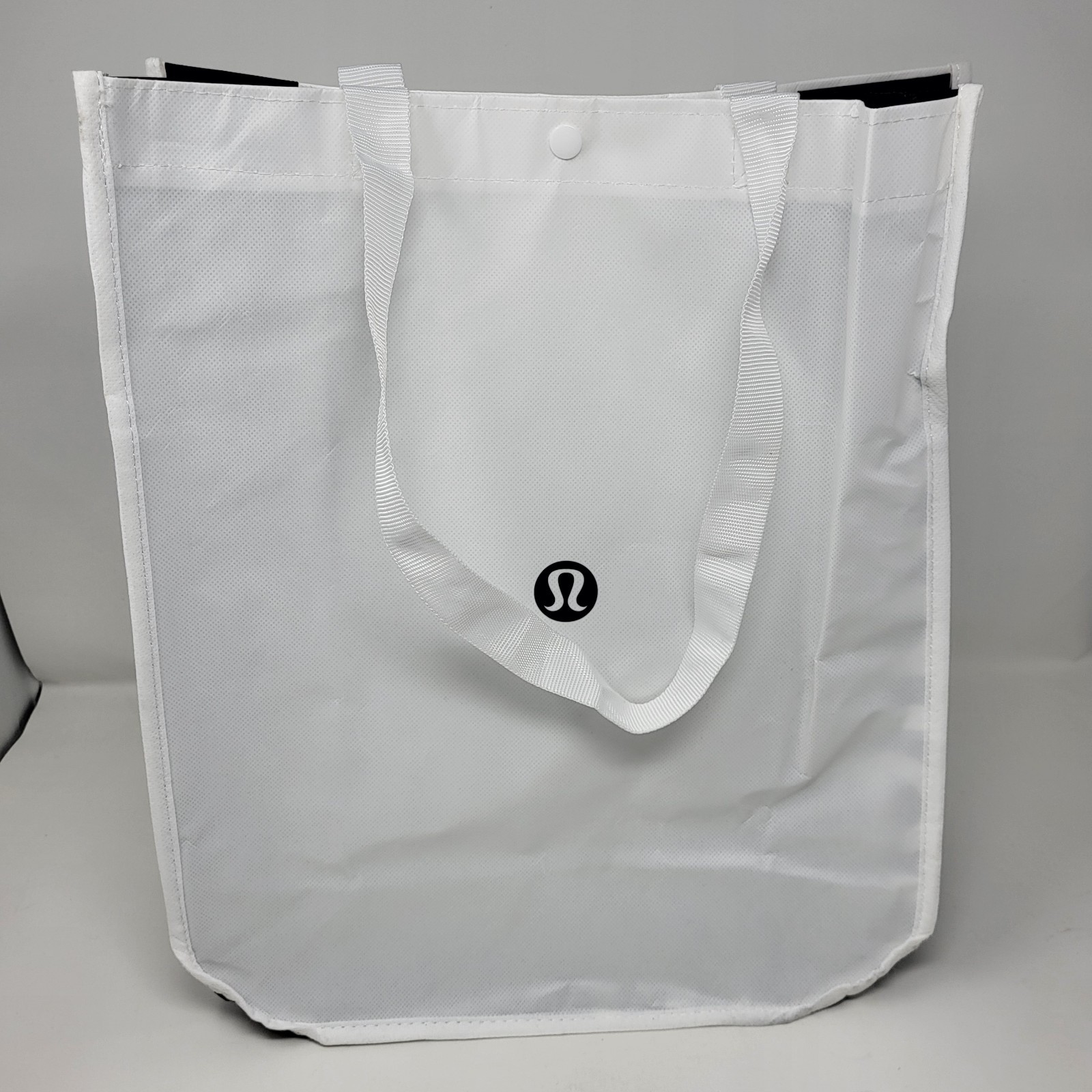Lululemon Reusable Tote Shopping Bag Recycled Materials Nylon Feel Snap Button