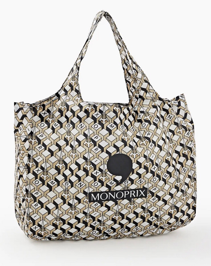 New Monoprix Paris Reusable Folding Nylon Shopping Bag U Choose Pattern