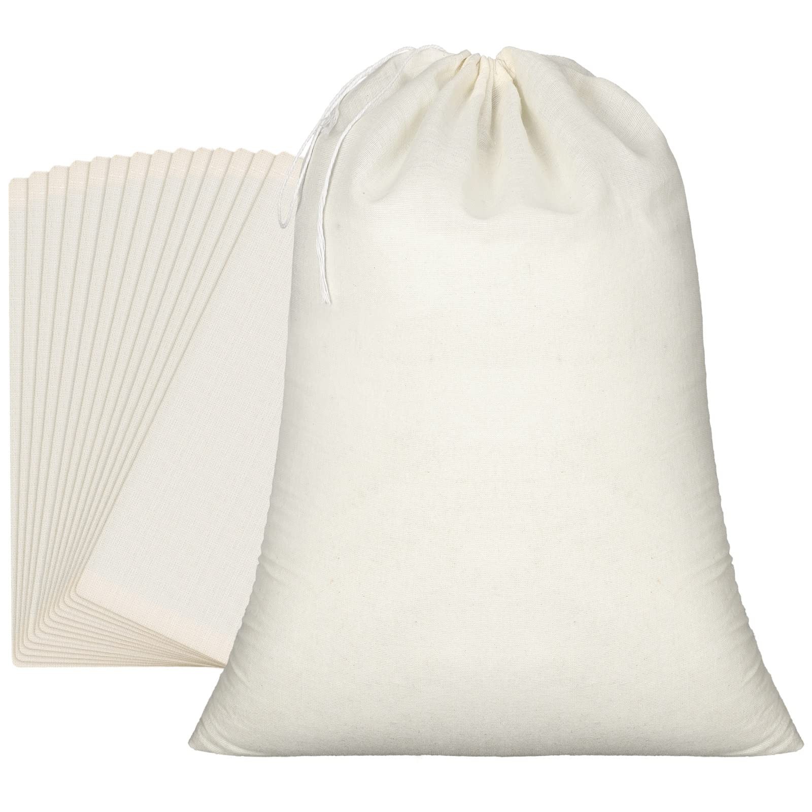 15 Pcs Muslin Bags 15 x 22 Inch Cloth Bags with Drawstring Large Storage pouc…