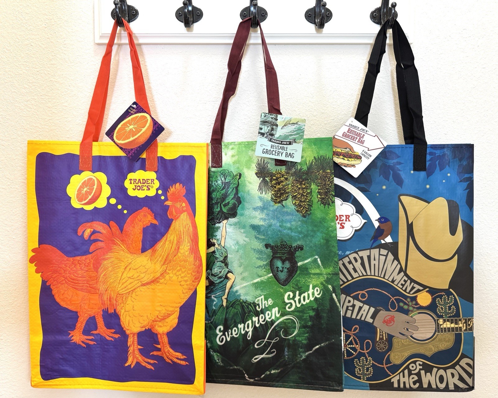 Trader Joe’s 2025 Reusable Bags (3) – Orange Chicken, Missouri, & Washington