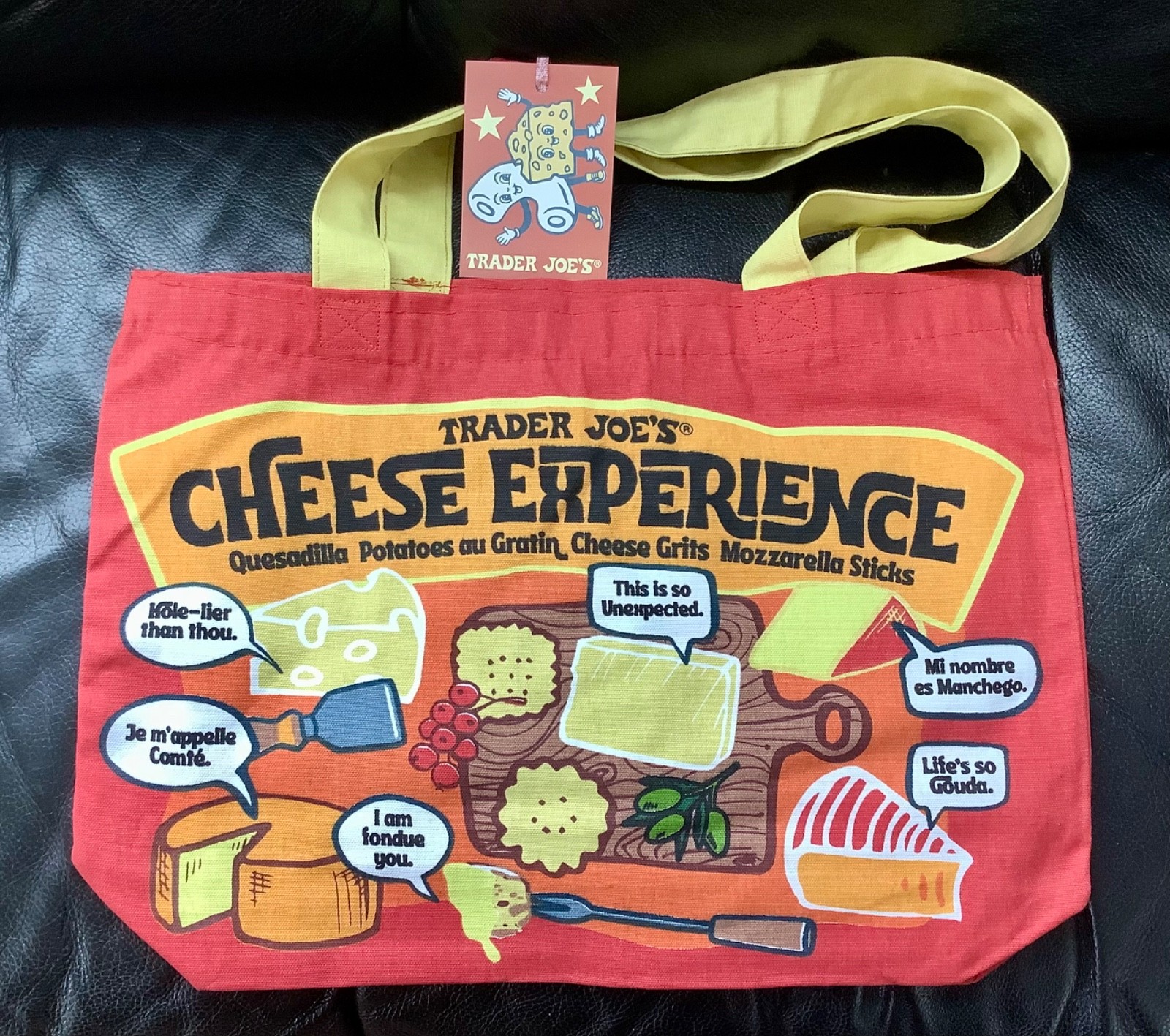 Trader Joe’s Bag Reusable Canvas NEW Cheese Experience/Adventures, Large Sturdy