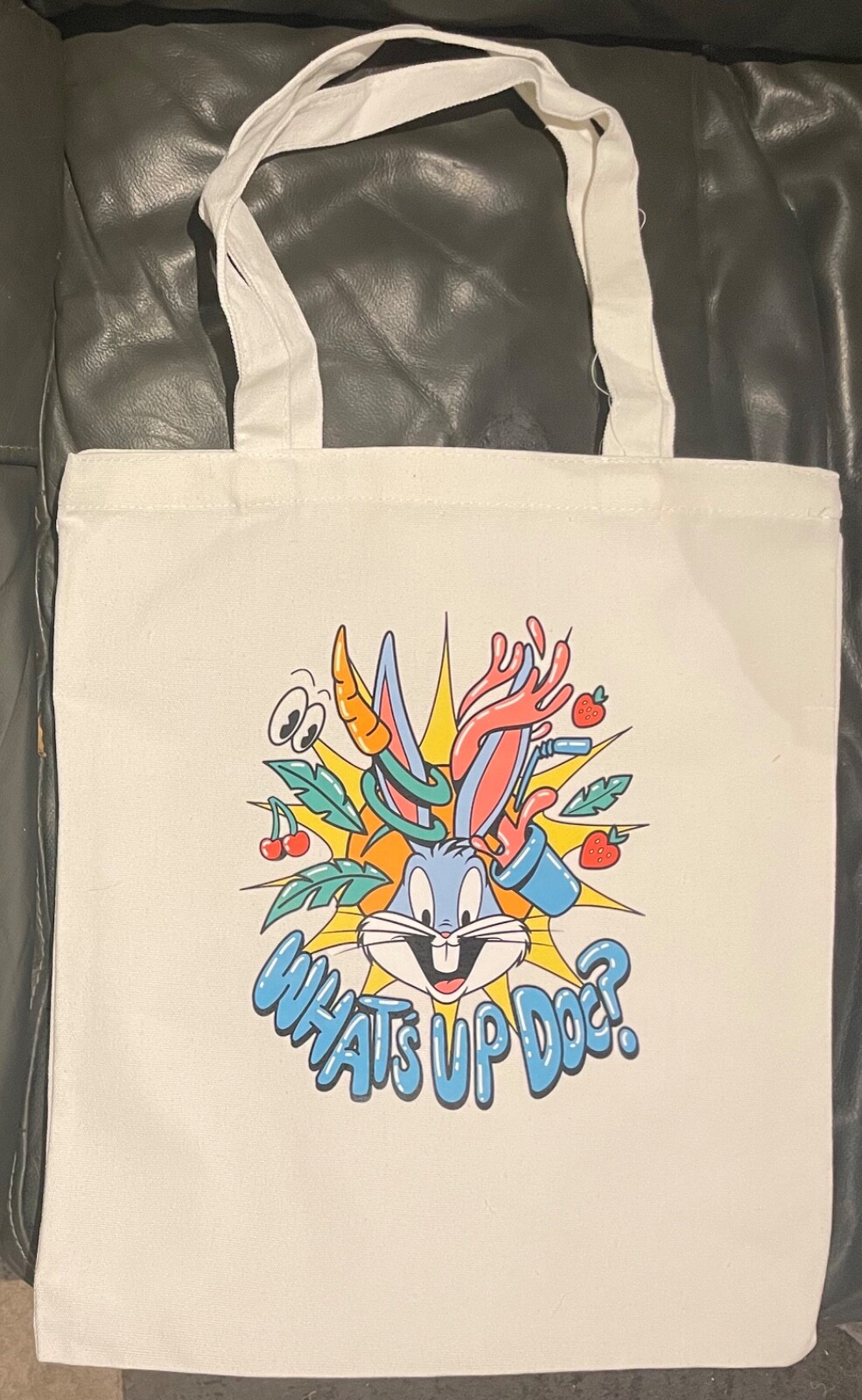 Bugs Bunny Whats Up Doc Looney Tunes Canvas Tote Bag Double Handles Free Post