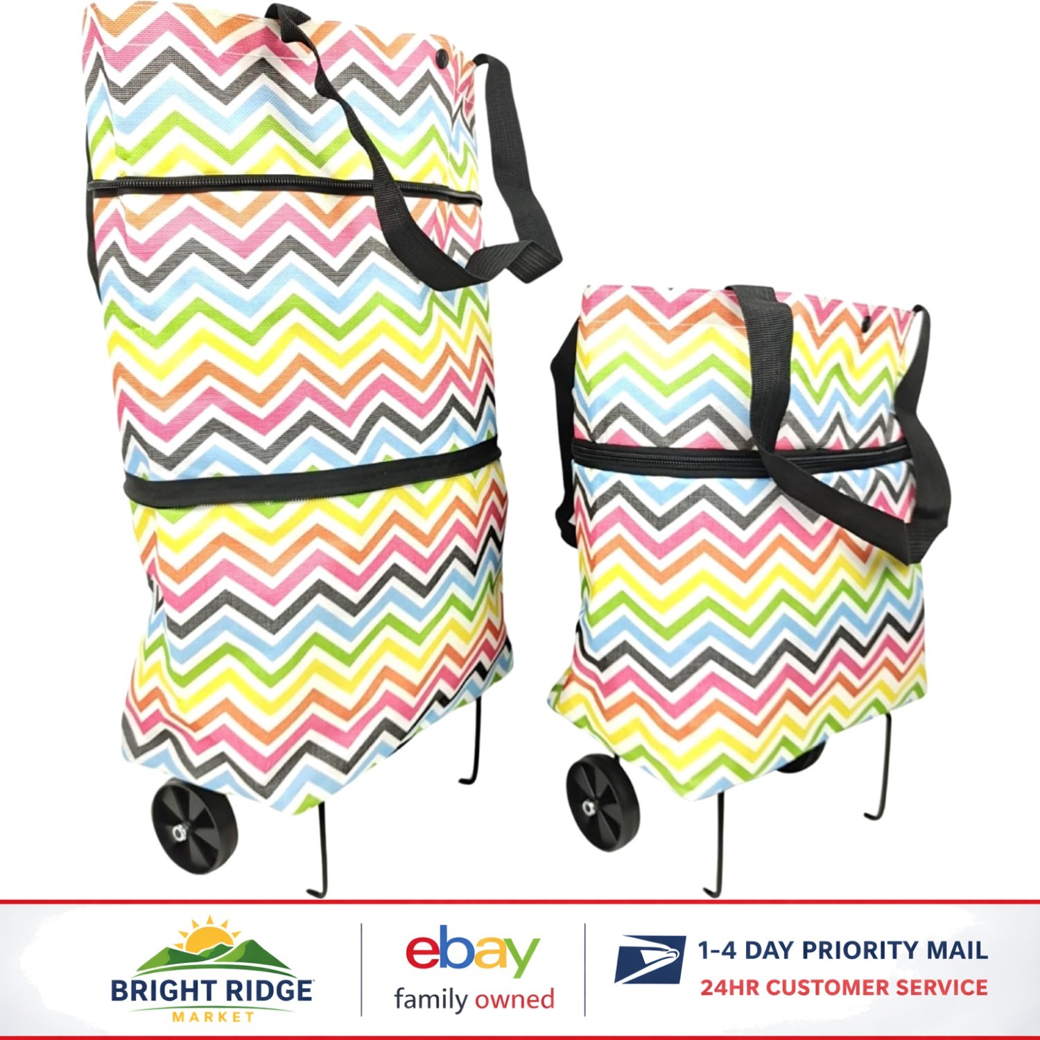 Waterproof Shopping Bags with Folding Wheels, Perfect for Groceries and Picnics