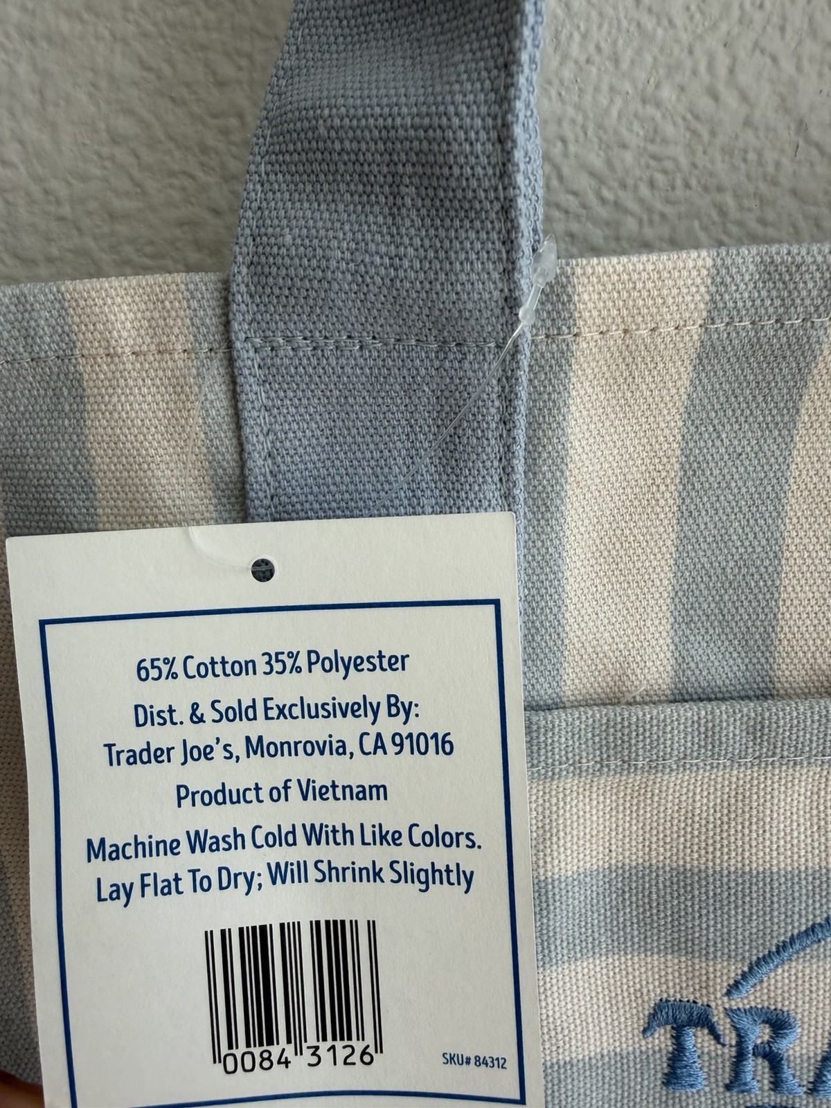 Trader Joe’s 2026 Striped Mini Pastel Canvas Tote Bags – Blue – READY TO SHIP