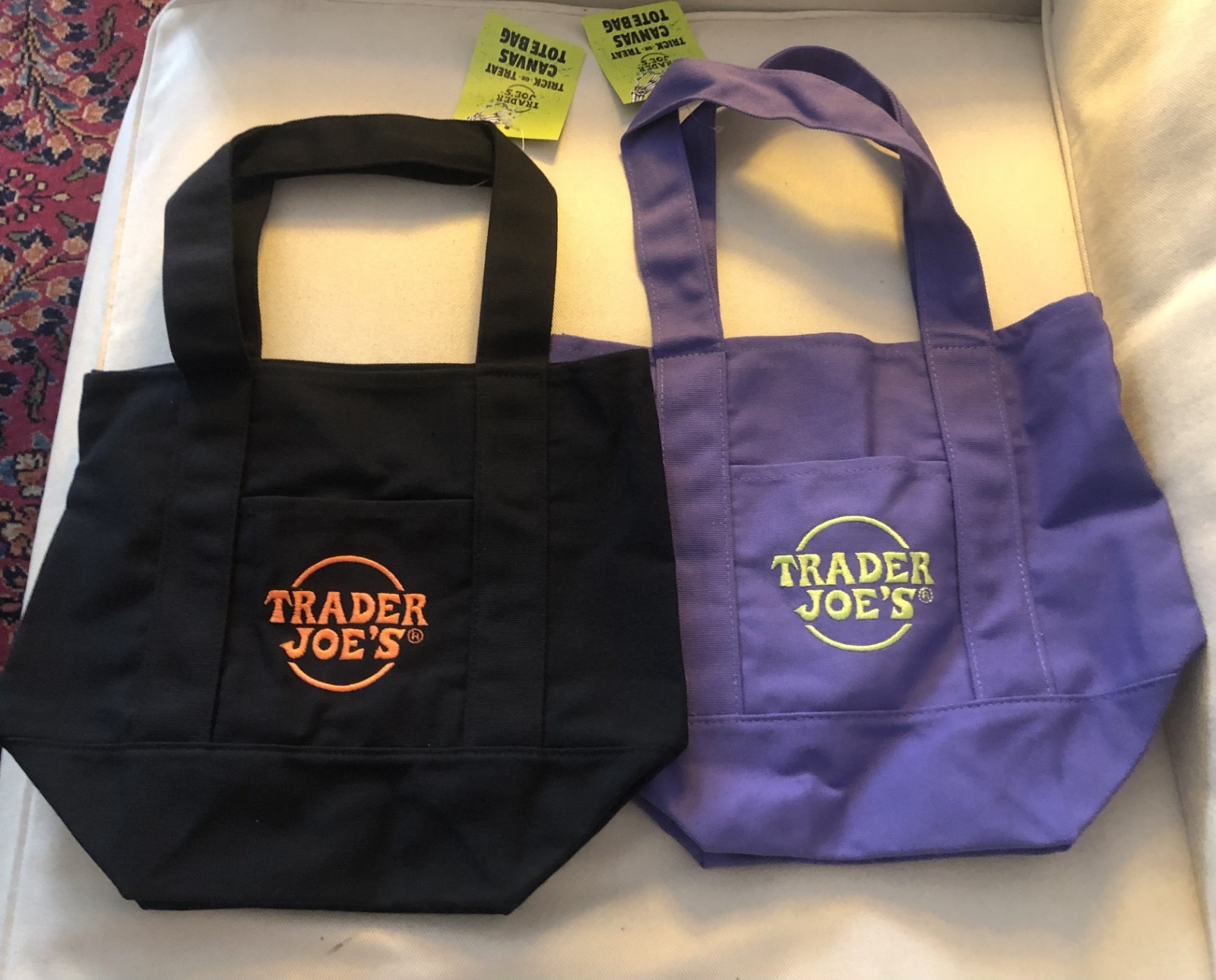 Trader Joe’s Mini Canvas Tote Bag – Black and Purple – Limited Edition
