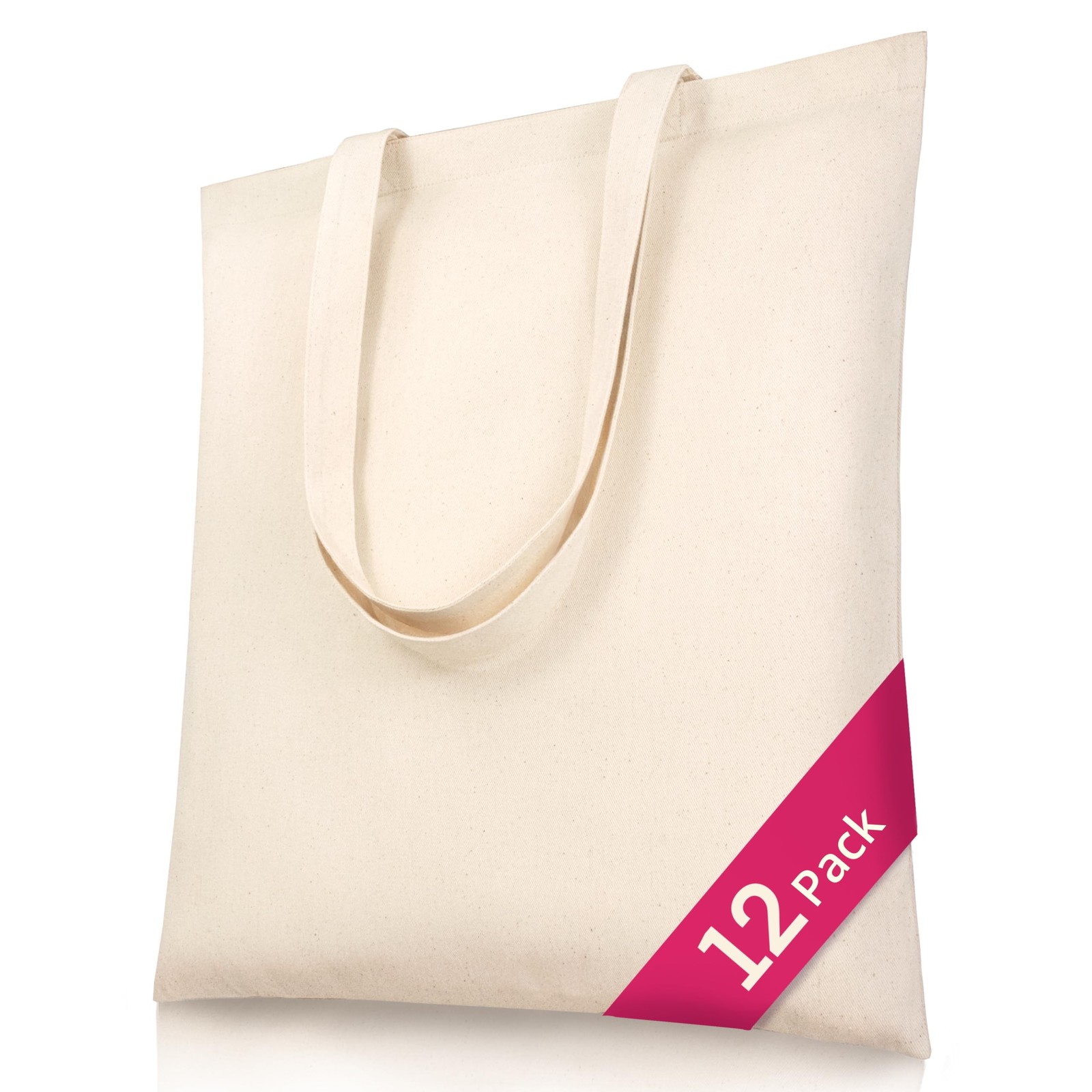 Canvas Tote Bags 12 Pack, 15 x 16 in Cotton Blank Totes for DIY Crafts, Bulk …