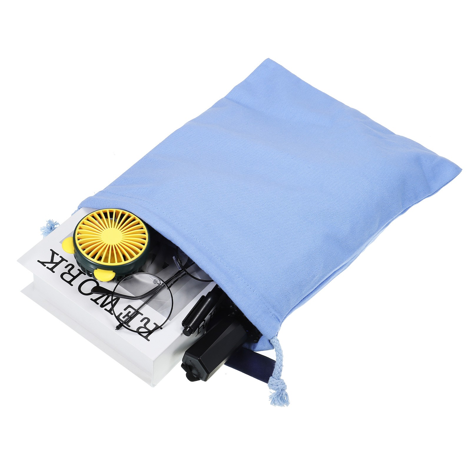 3pcs Reusable Drawstring Bags, 10×12.6″ Multipurpose Bags, Autumn Blue