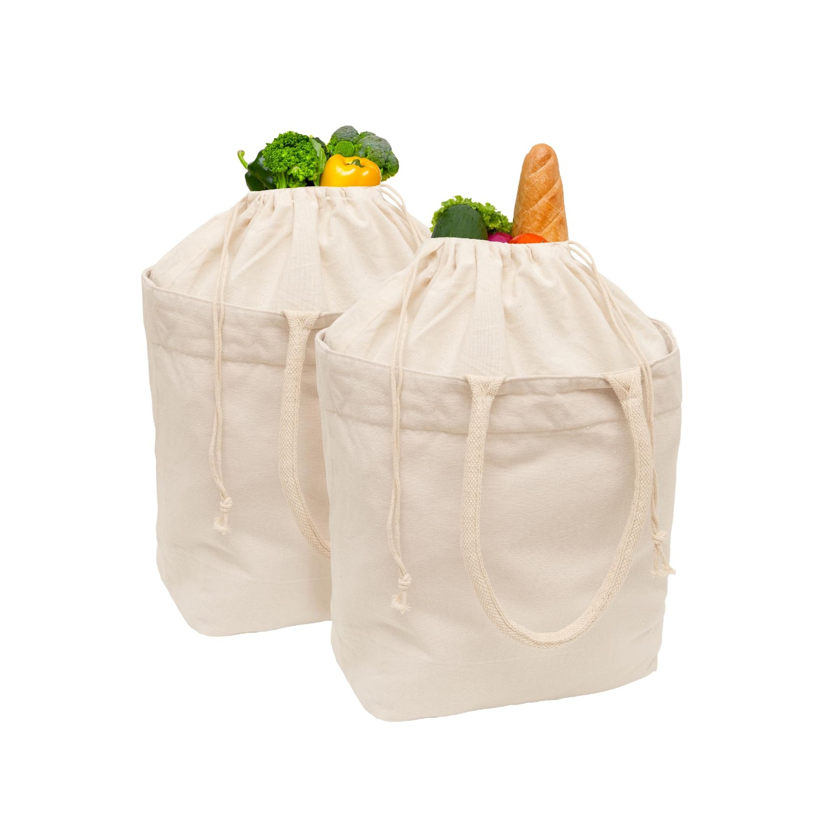 Cloth Grocery Bags with Handles – 100% Sturdy Canvas Cotton, 70 Lb Capacity T…
