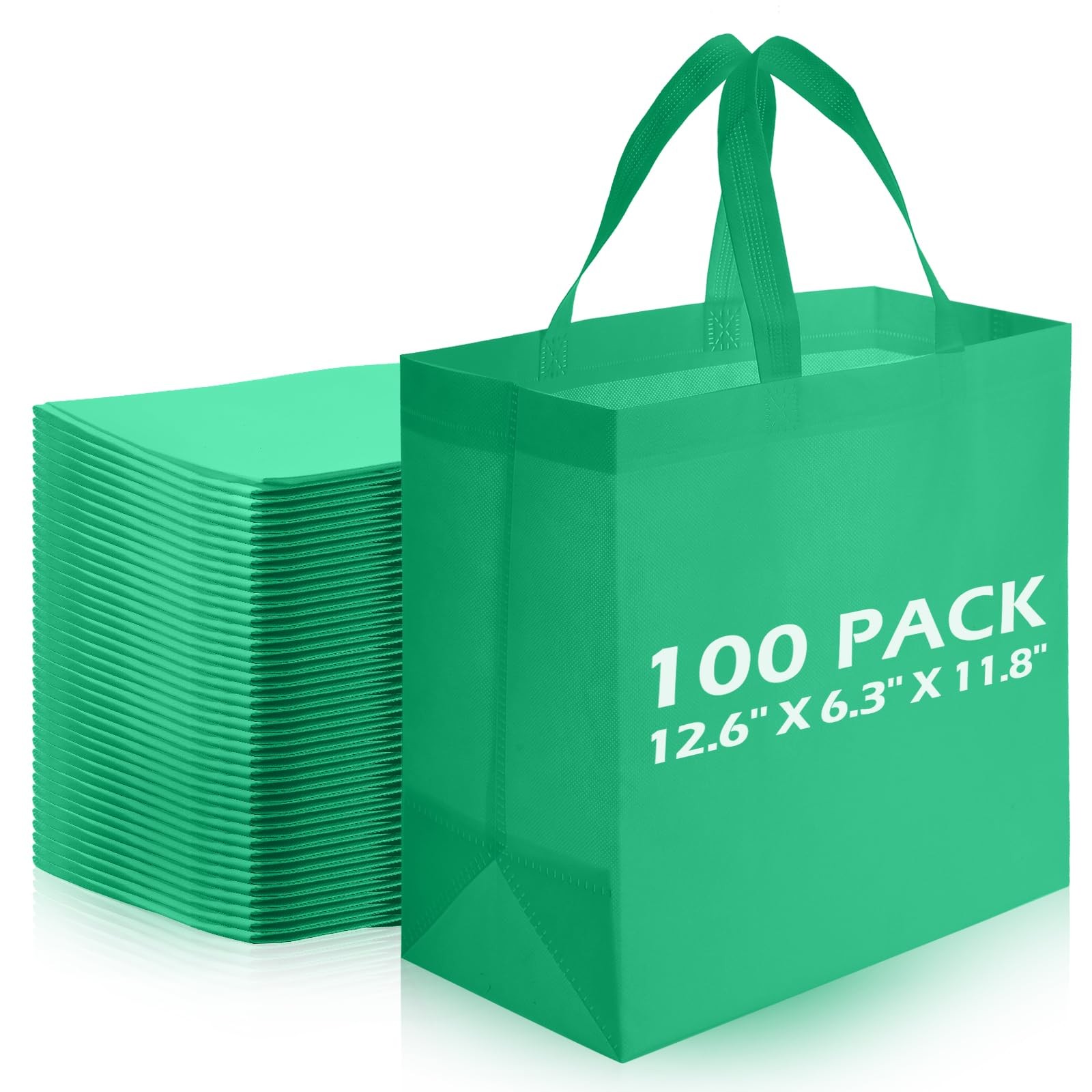 Reginary 100 PCS Reusable Totes Bags – Non Woven Grocery Handle Bags for Shop…