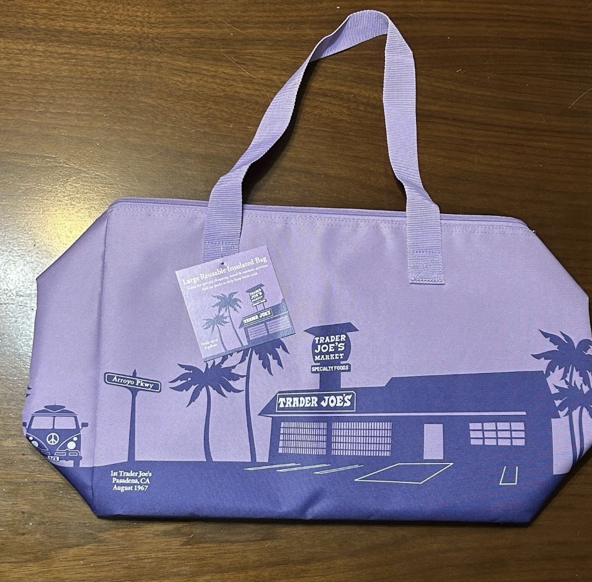 Trader Joe’s LARGE Insulated Tote Bag Cooler Reusable Lavender NEW + SHIPS ASAP