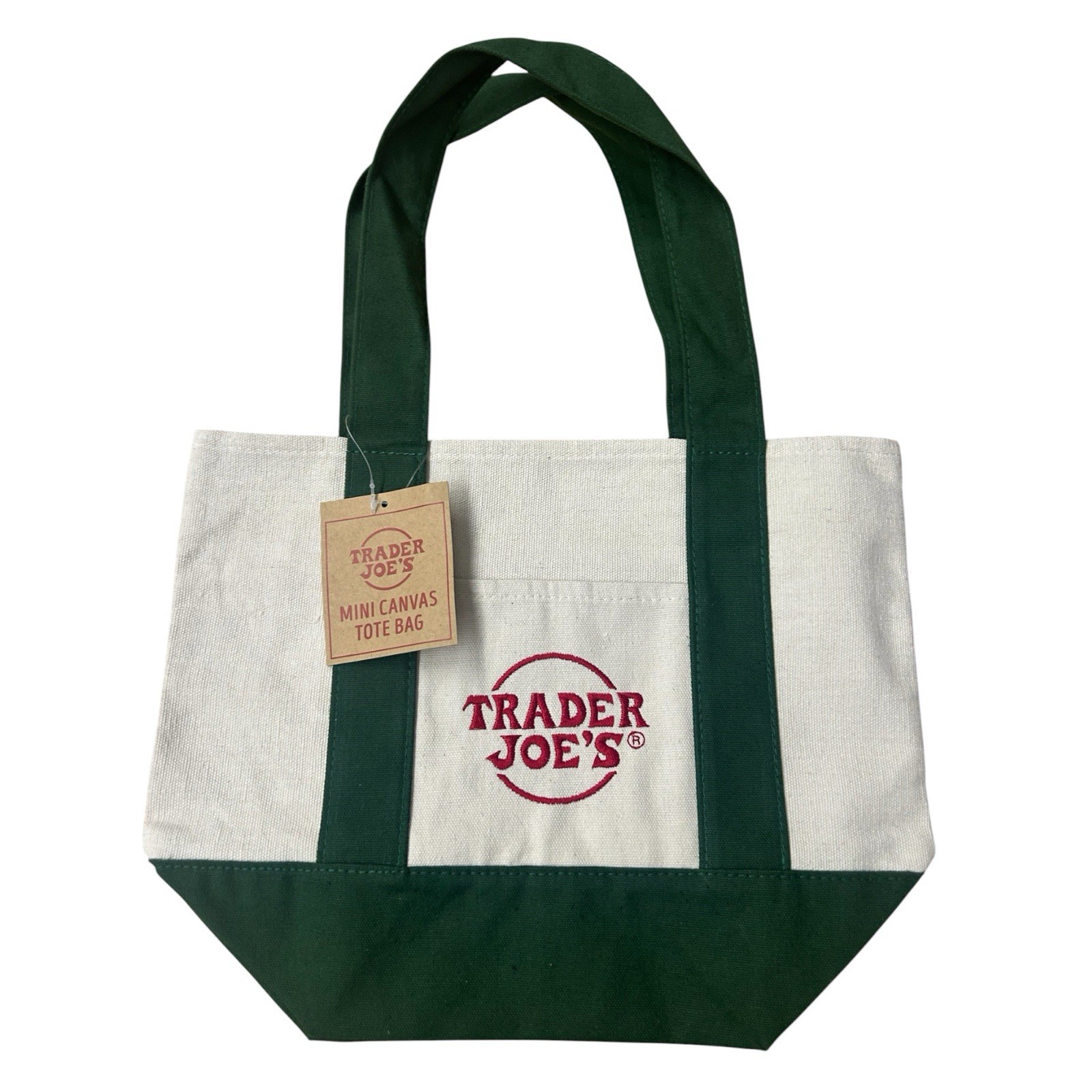 Authentic Trader Joe’s Canvas Tote Bag Reusable Shopping Grocery Bag Green NEW