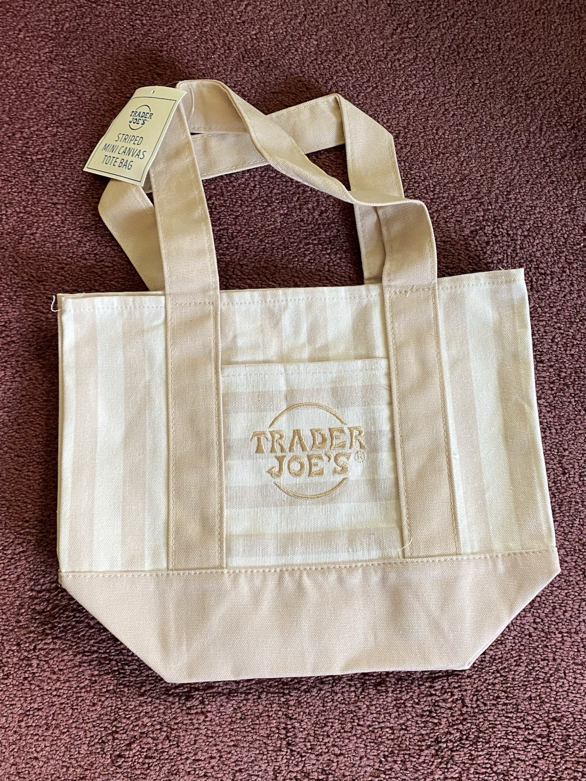 Trader Joe’s Mini Pastel Stripe Canvas Tote Bag Limited Edition Set Of 4 In Hand