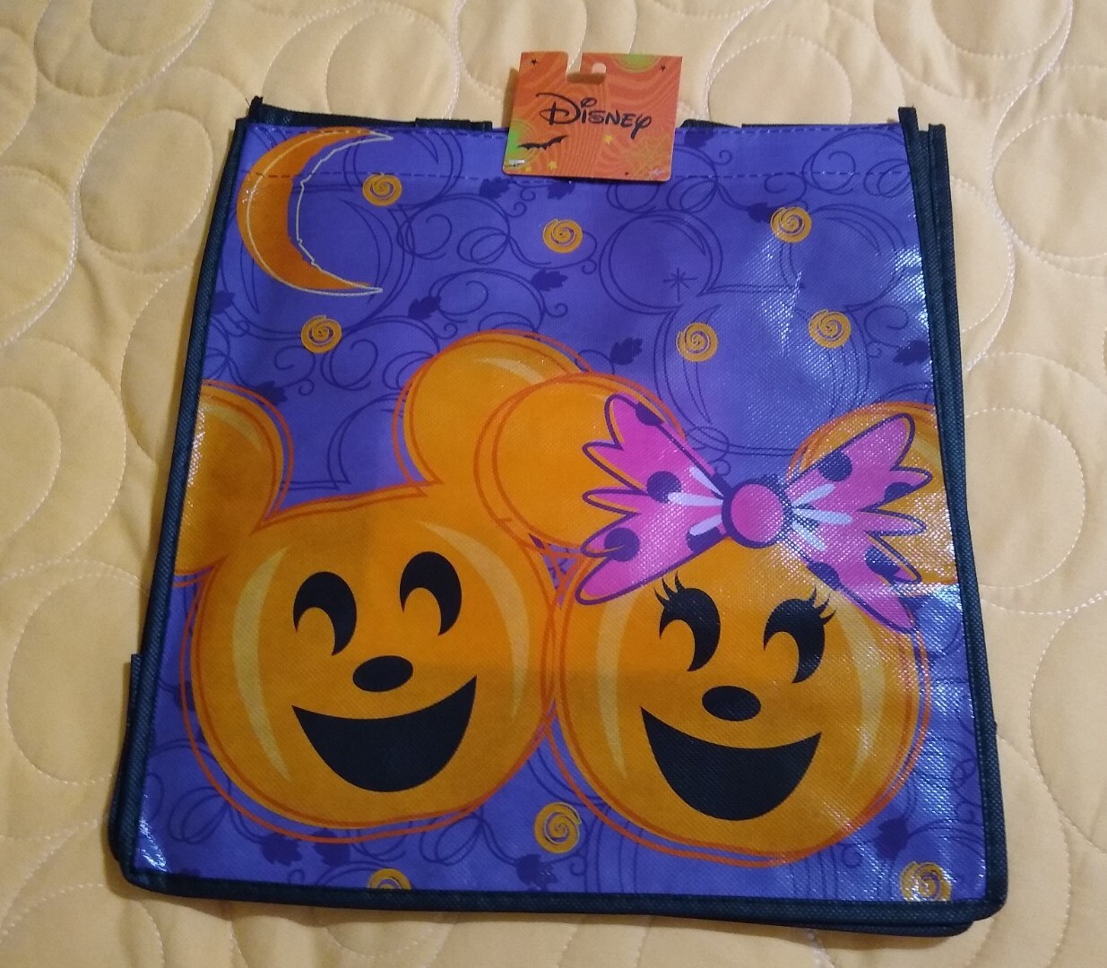 Disney Mickey & Minnie Mouse Halloween 🎃 Purple Reusable Large Shopping Bag 🆕