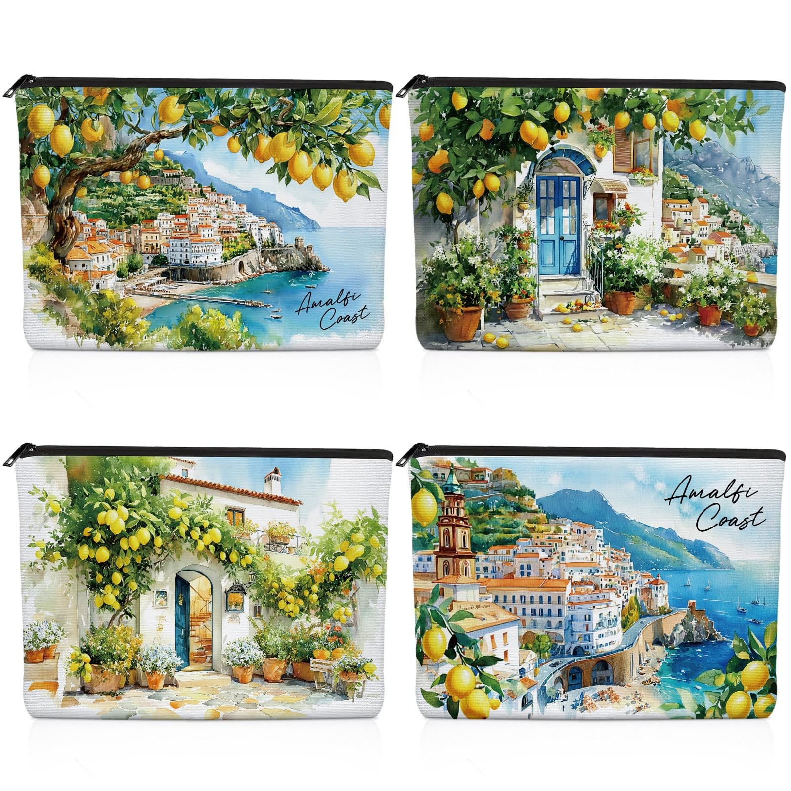 VeloKomo Lemon Gifts Makeup Bag – 4 Pcs Cosmetic Bags Set Multicolor