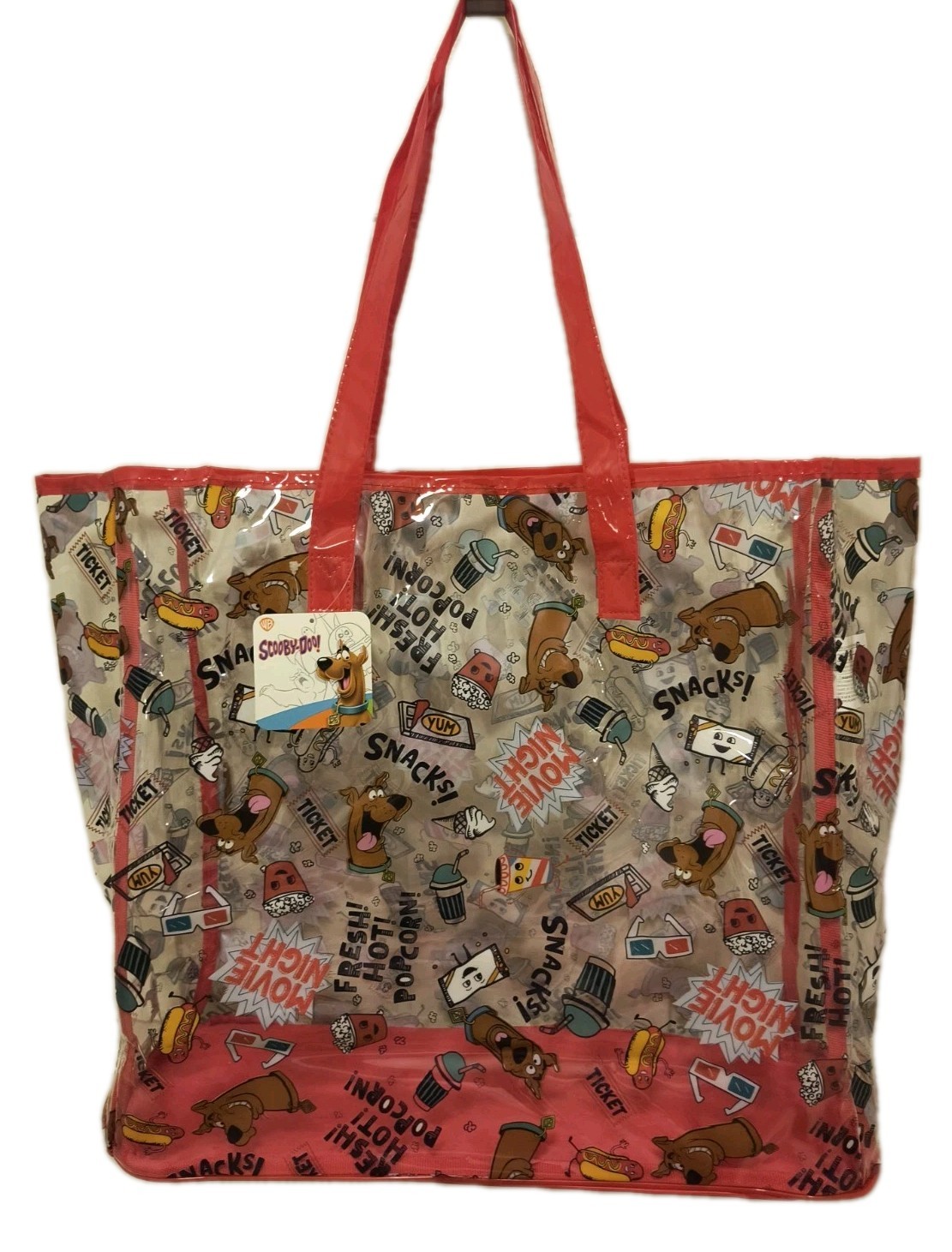 SCOOBY-DOO SNACKS RED CLEAR TRANSPARENT Reusable Tote/Shopping/Gift Bag🆕🆓Ship!