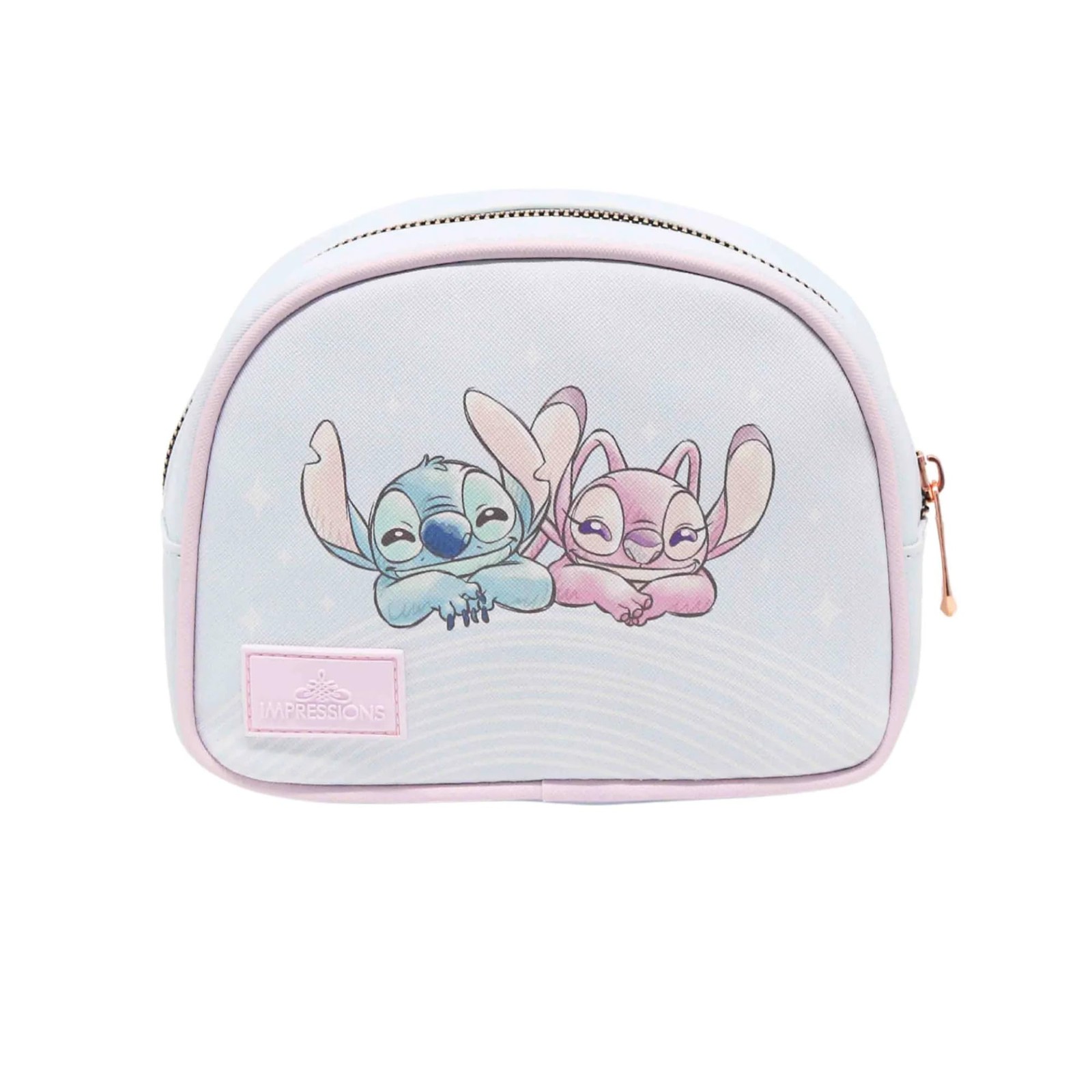 Impressions Vanity Stitch Love Bugs Cosmetic Pouch for Women, Faux Light Blue