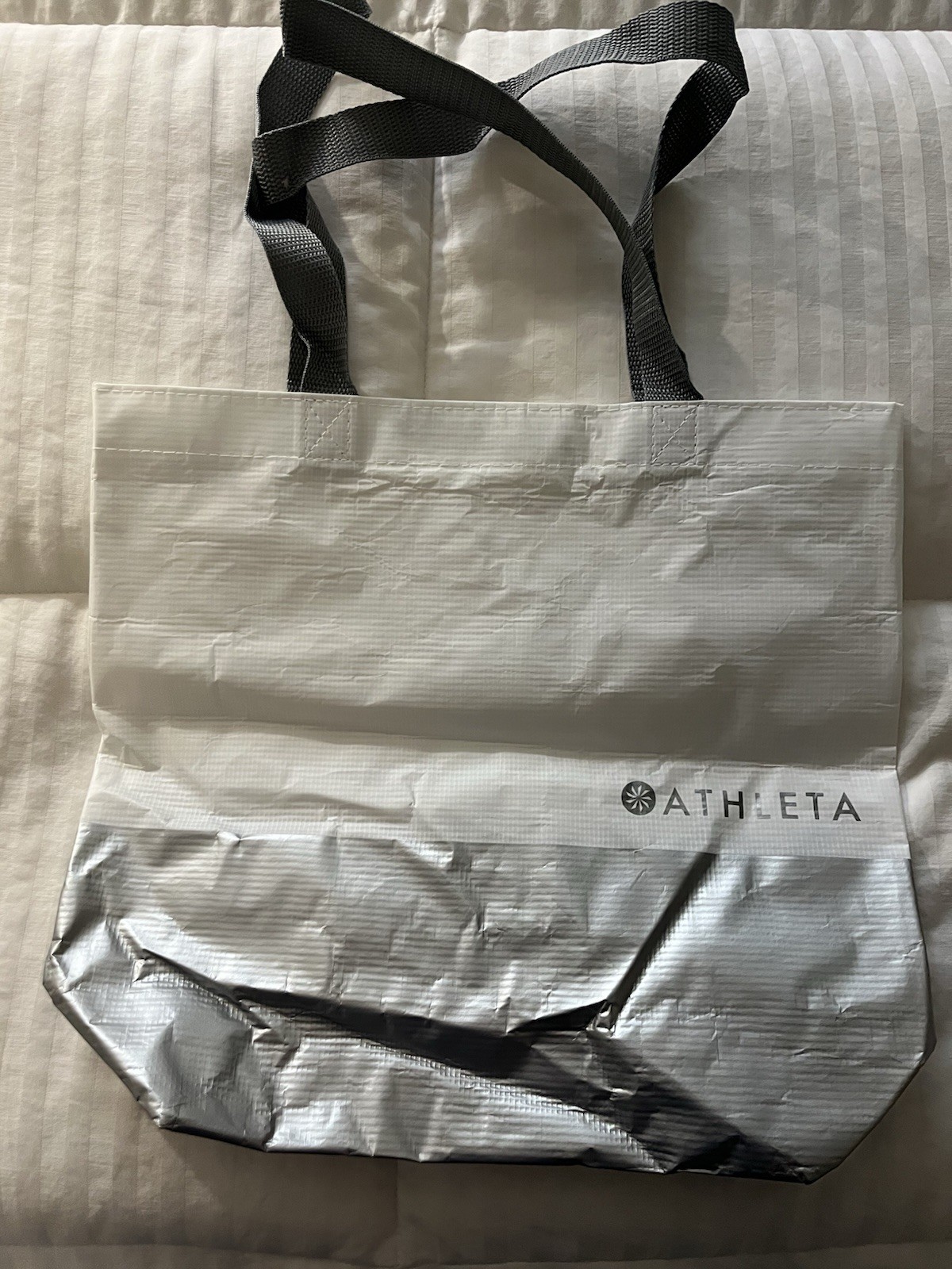 Athleta Silver Branded Metallic Reusable Bag – 12x13x5