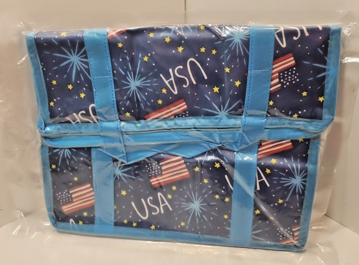 Set Of 2 USA Reusable Totes Grocery Bags Red & Blue New in Package American Flag