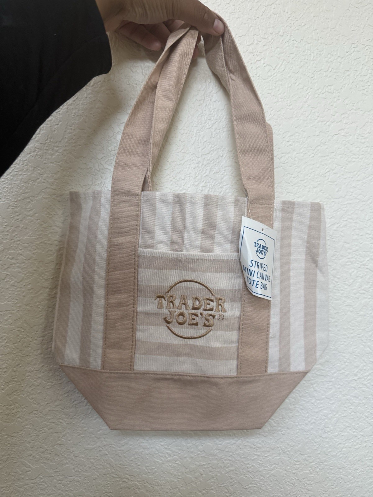 Trader Joe’s Striped Mini Canvas Tote Bag Multicolor 13x6x10 in New