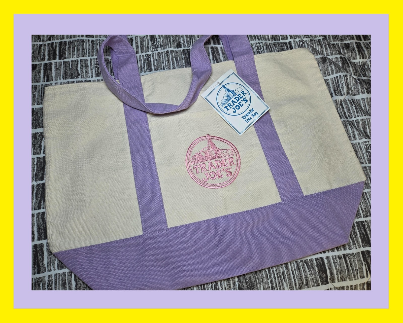 Trader Joe’s 2026 Canvas Large Purple / Lavender Tote Bag Limited – New w/ Tags