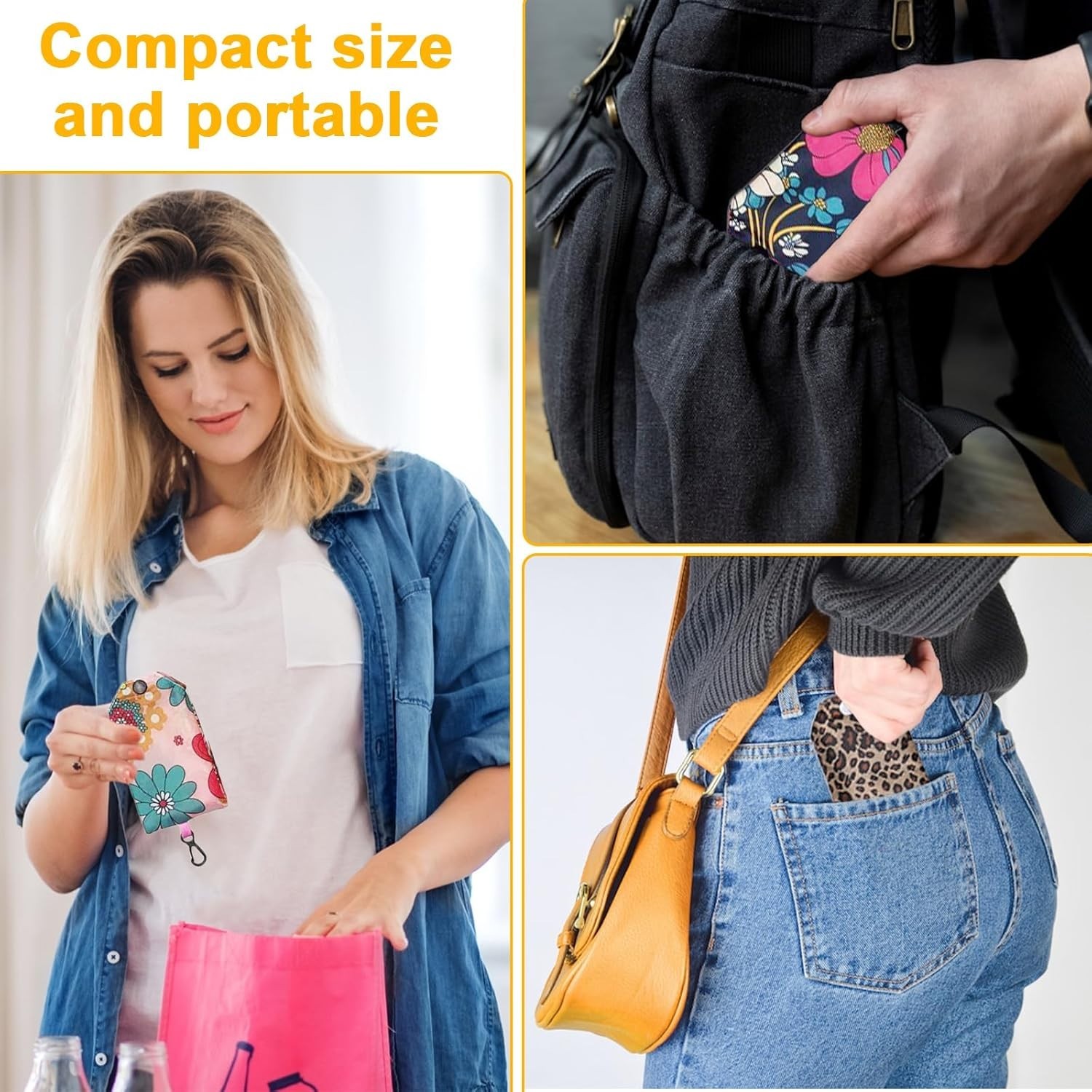 6 Pcs Reusable Shopping Bags Foldable,Grocery Bags in Pocket,Waterproof and M…