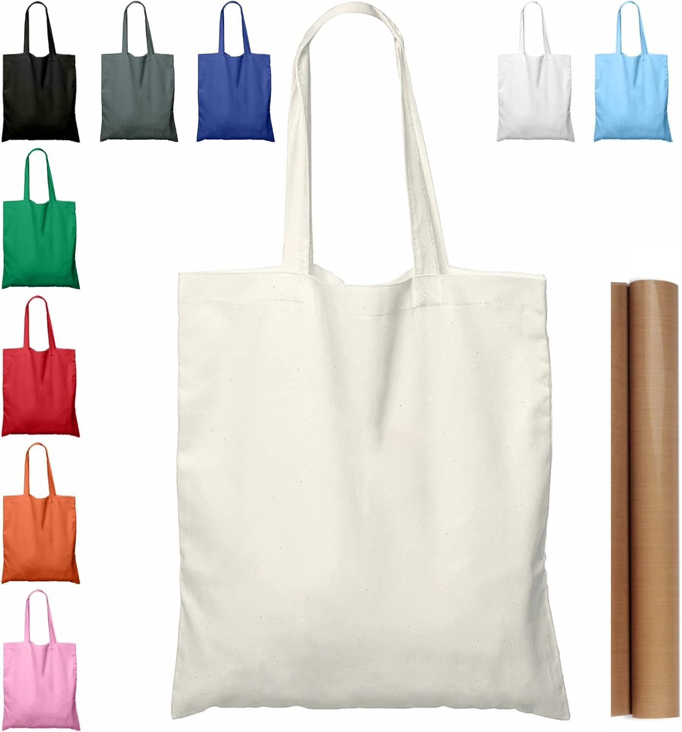 12 Pack 15” X 16” Natural Cotton Tote Bags Lightweight Blank Bulk Cloth bags