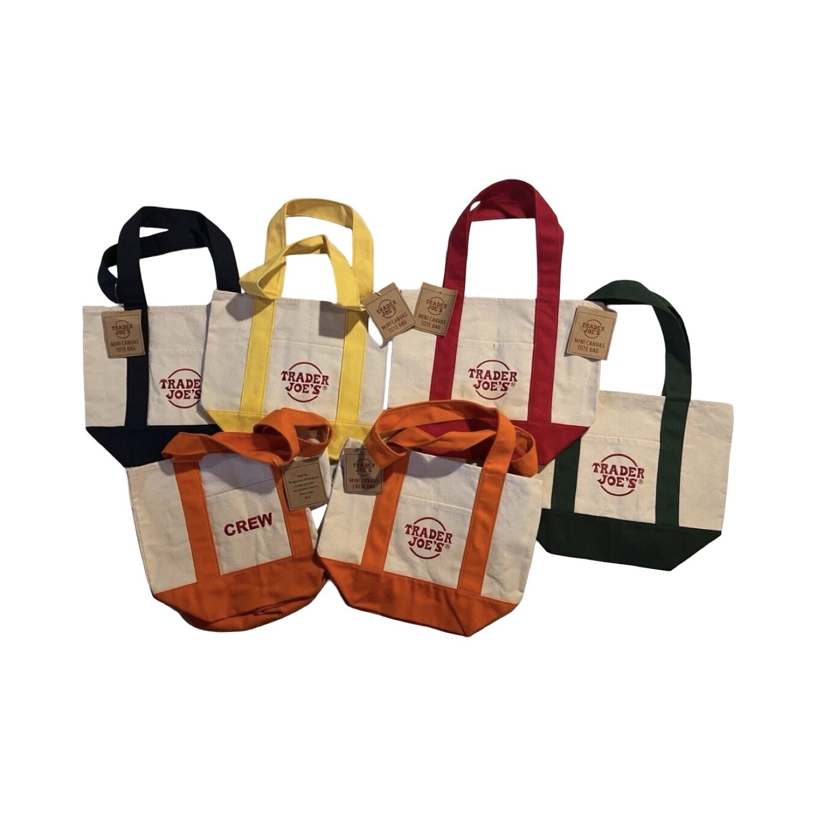 Embroidered PASTEL MINI CANVAS REUSABLE 1 TOTE BAG Traders Joe