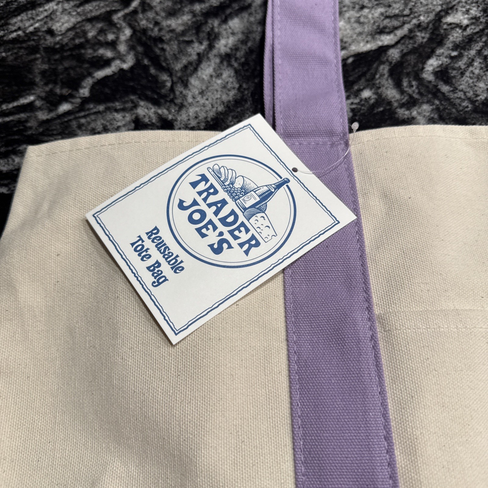 Trader Joe’s Viral LARGE AND MINI Lavender Canvas Tote Bag Set Of 2 NWT!