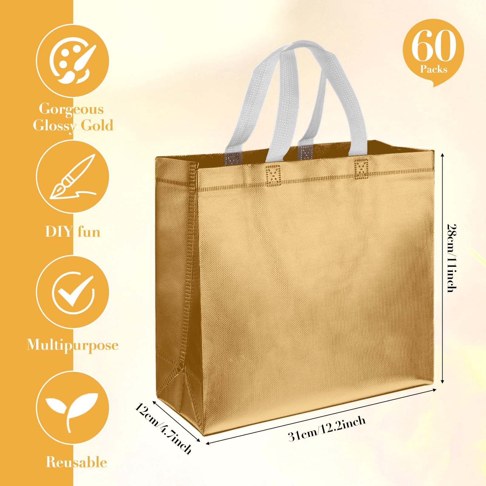 60 Pcs Reusable Gift Tote Bags Housekeeping Appreation Grocery Shopping Bag w…