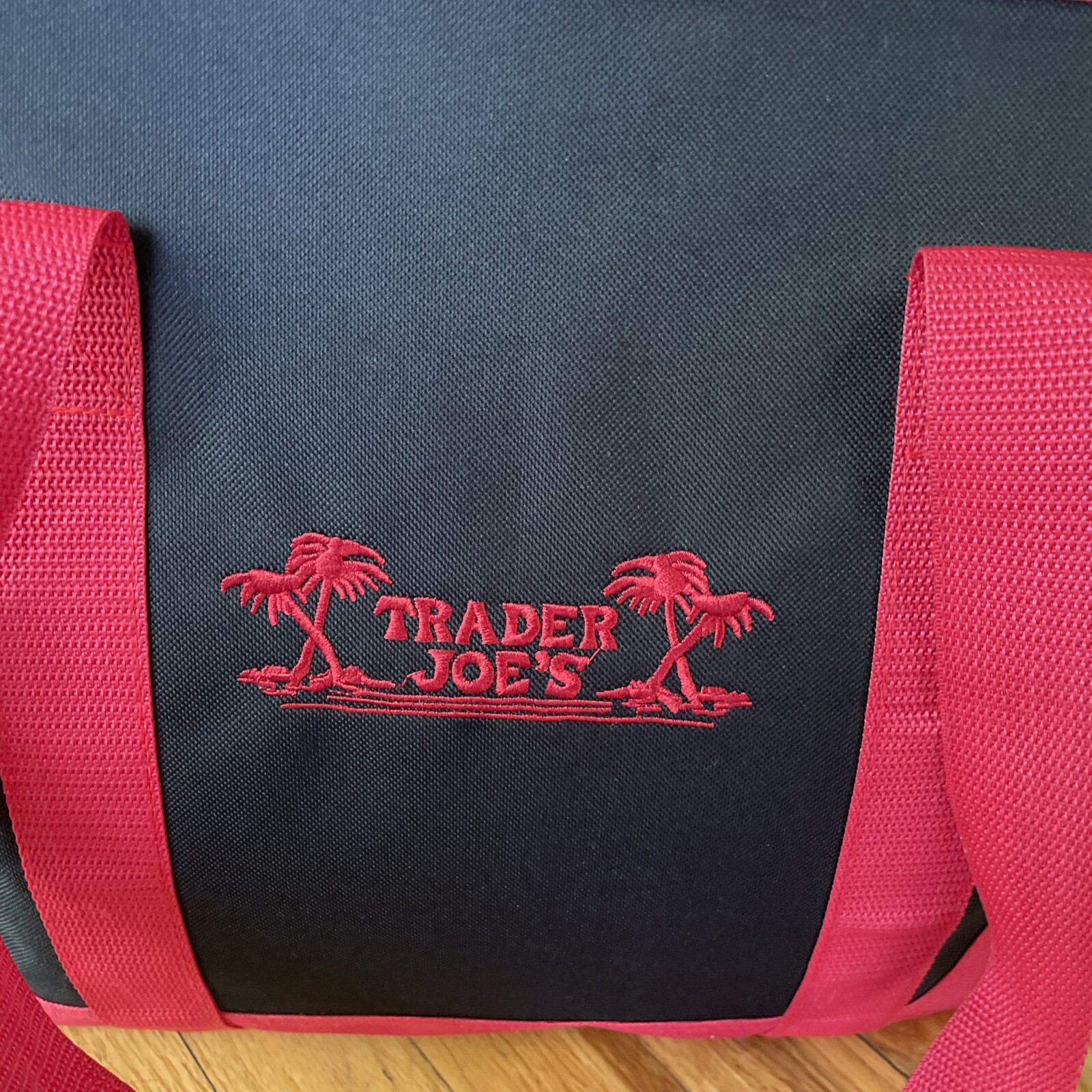 Trader Joe’s Black Red Insulated Large Cooler Tote Reusable Shopping Bag