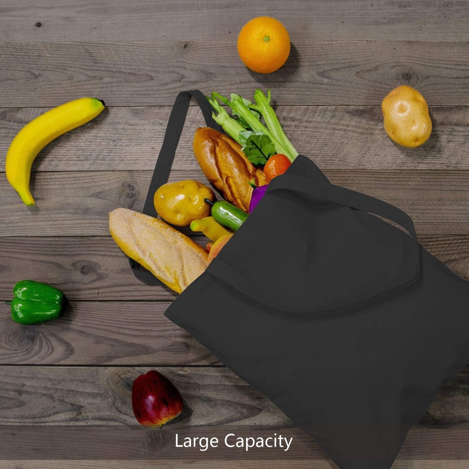 5-Pack Cotton Tote Bags 16x15in Reusable Eco-Friendly Shopping Gift